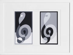 Musical Clefs from Formulation: Articulation, Framed Silkscreen by Josef Albers