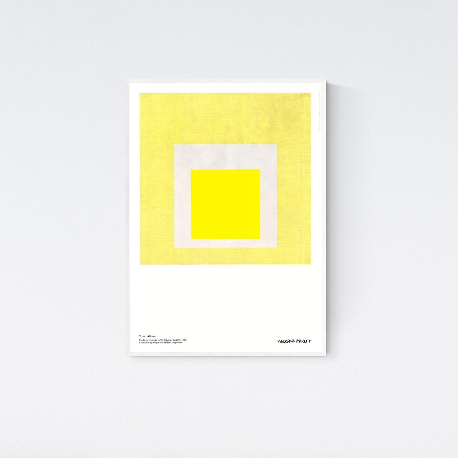 Poster Study for Homage to the Square:Evident Moderna Museet Yellow Gray Minimal - Bauhaus Print by Josef Albers
