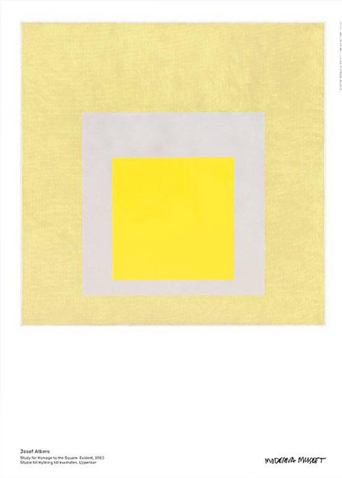 Poster Study for Homage to the Square:Evident Moderna Museet Yellow Gray Minimal - Print by Josef Albers