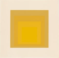 Vintage Abstract Print "Rare Echo" by Josef Albers, Square, Orange, Yellow