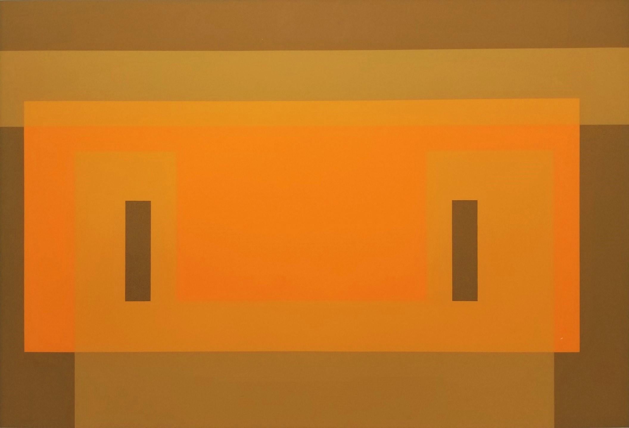 Josef Albers Abstract Print - Red Orange Wall (1959)