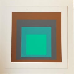 SP I von "SP" - Abstrakt, Siebdruck, Quadratisch, Braun, Blau, Grün