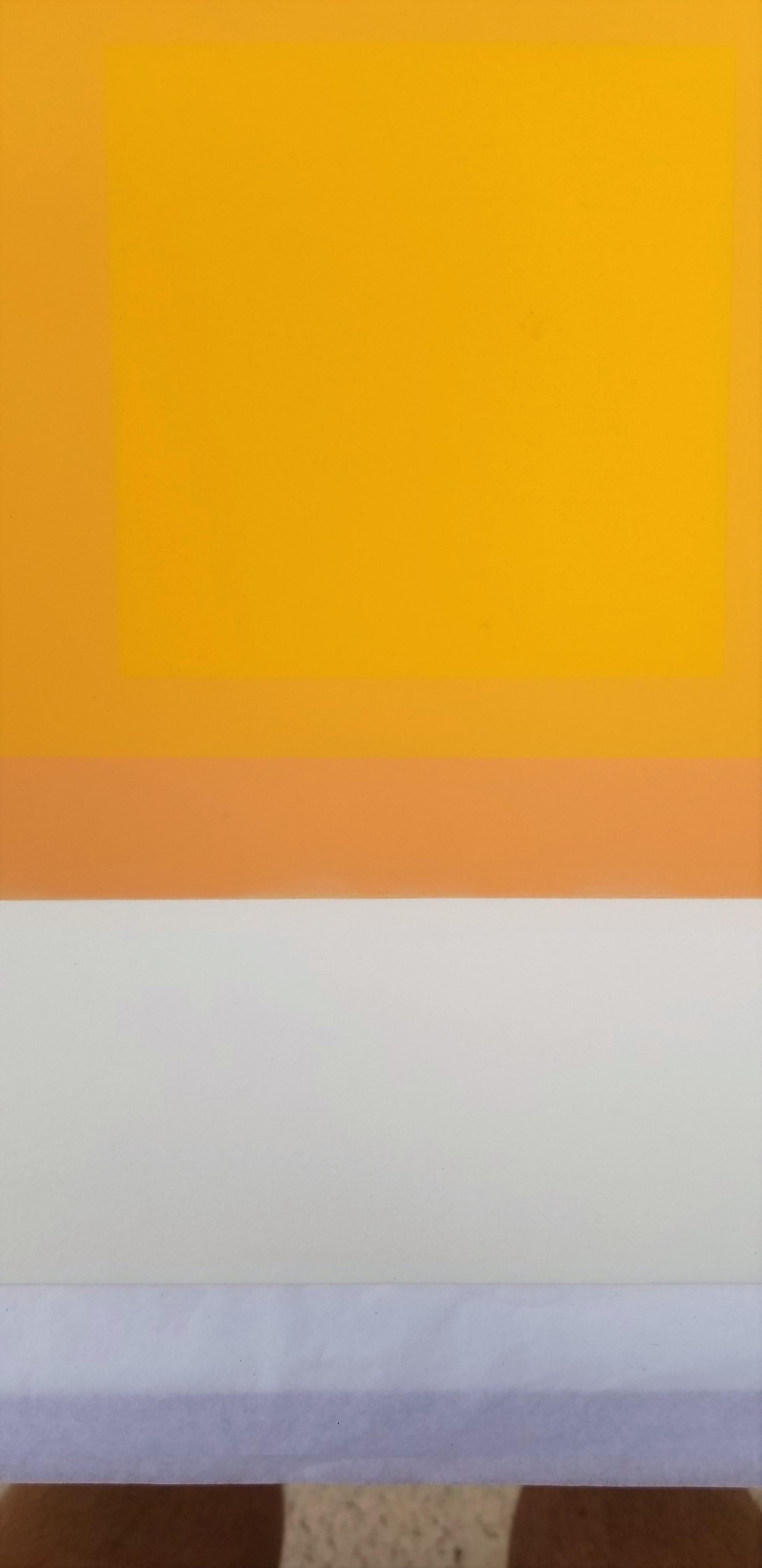 Tenuous /// Bauhaus Abstrakter geometrischer Josef Albers-Raumteiler Minimal Orange 9