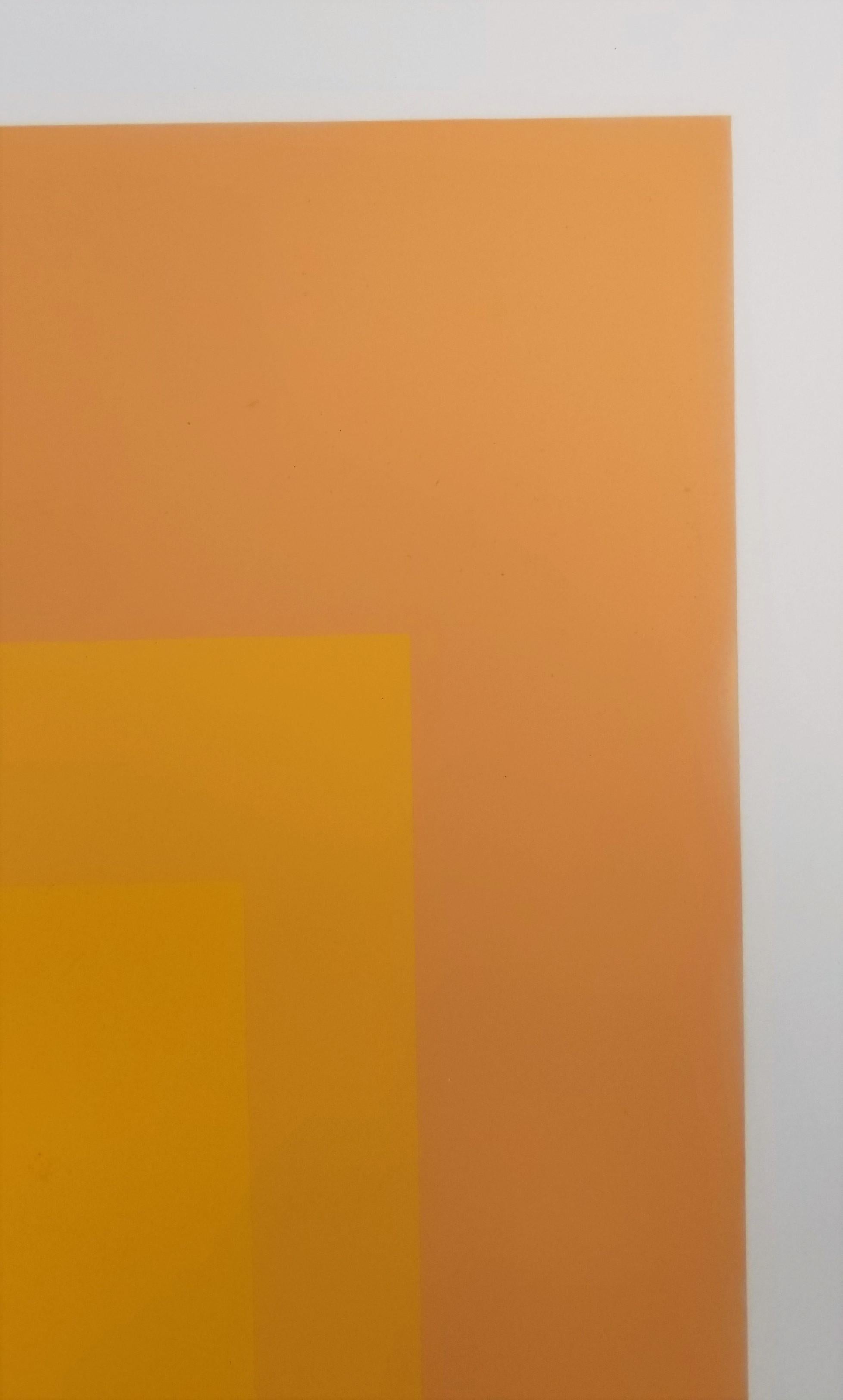 Tenuous /// Bauhaus Abstrakter geometrischer Josef Albers-Raumteiler Minimal Orange 12