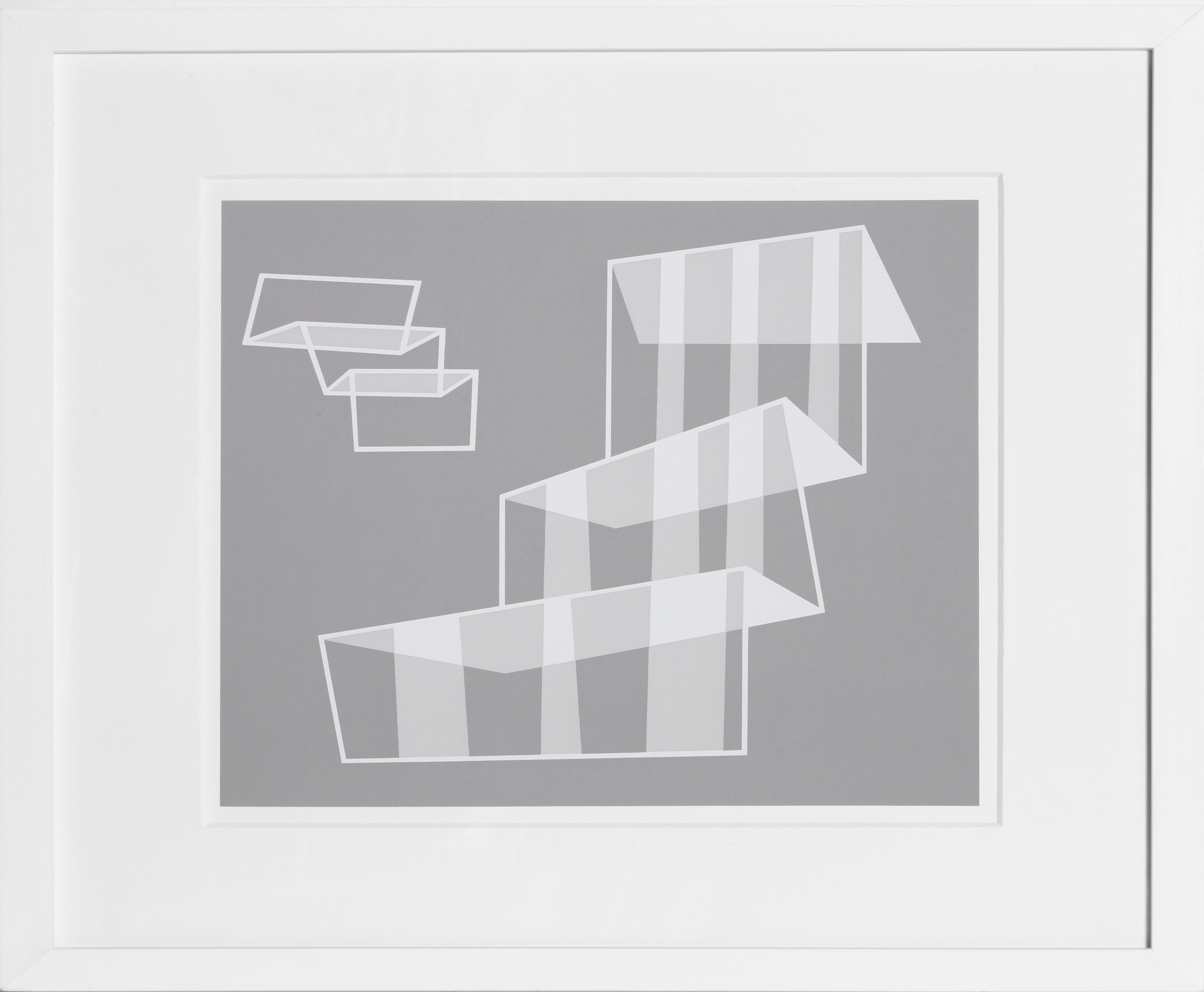 Aus der Mappe "Formulierung: Articulation" von Josef Albers aus dem Jahr 1972. Diese monumentale Serie besteht aus 127 Original-Siebdrucken, die einen endgültigen Überblick über die wichtigsten Farb- und Formtheorien des Künstlers geben.  Eine Kopie