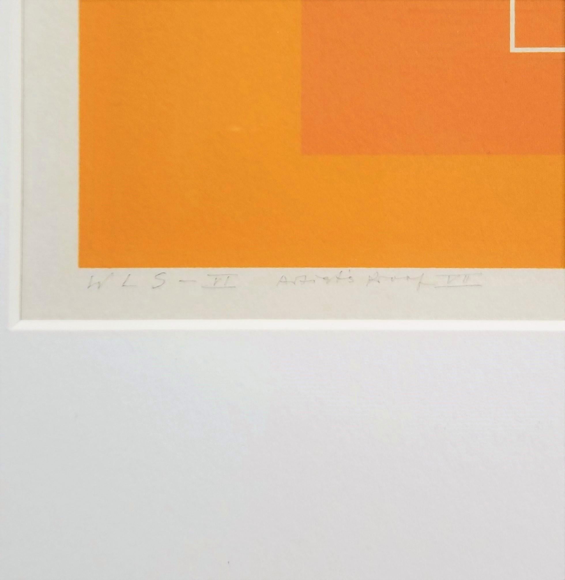 WLS VI /// Josef Albers Astratto Geometrico Minimalista Arancione Gemini G.E.L. Litho 9