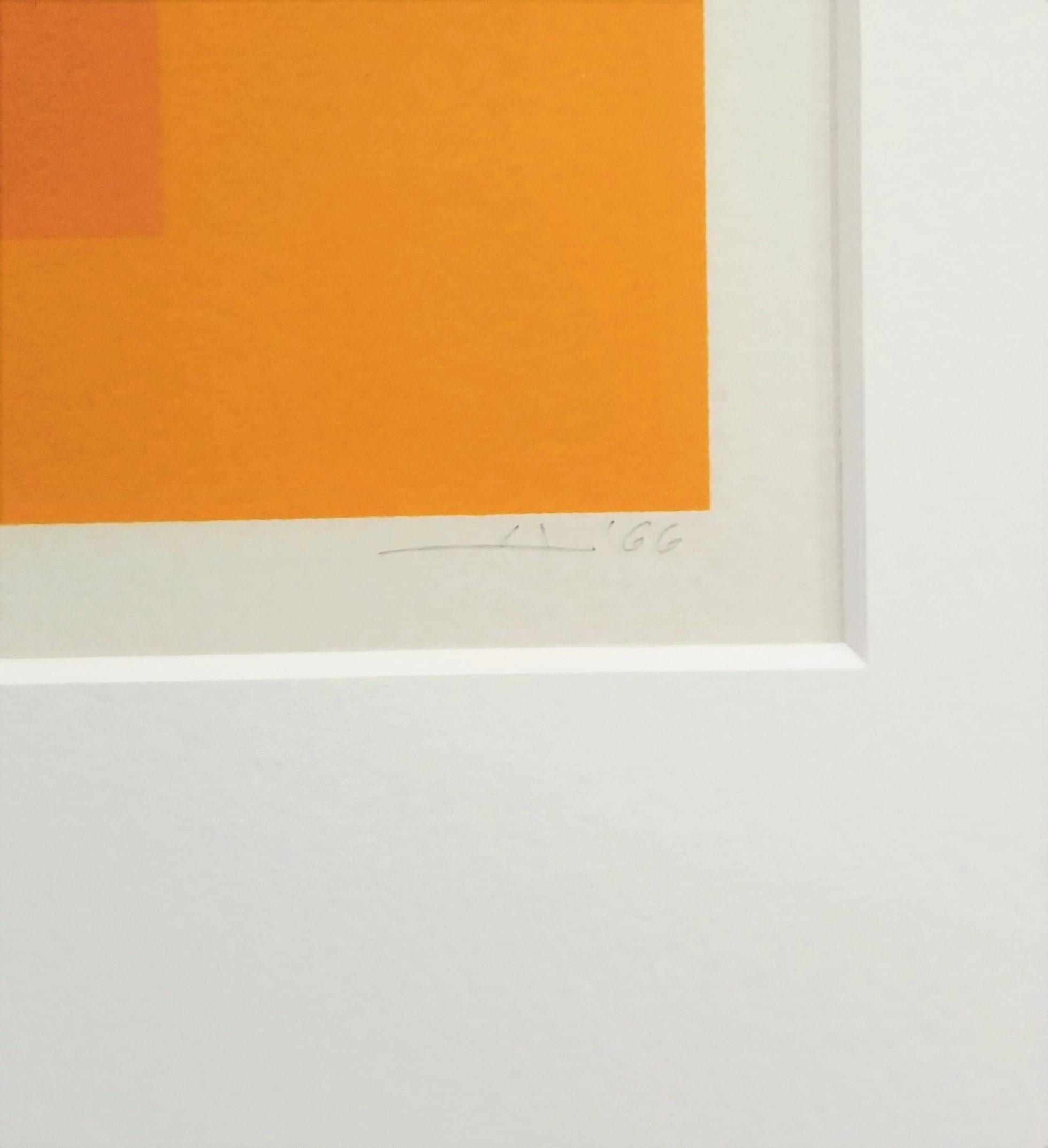 WLS VI /// Josef Albers Astratto Geometrico Minimalista Arancione Gemini G.E.L. Litho 10