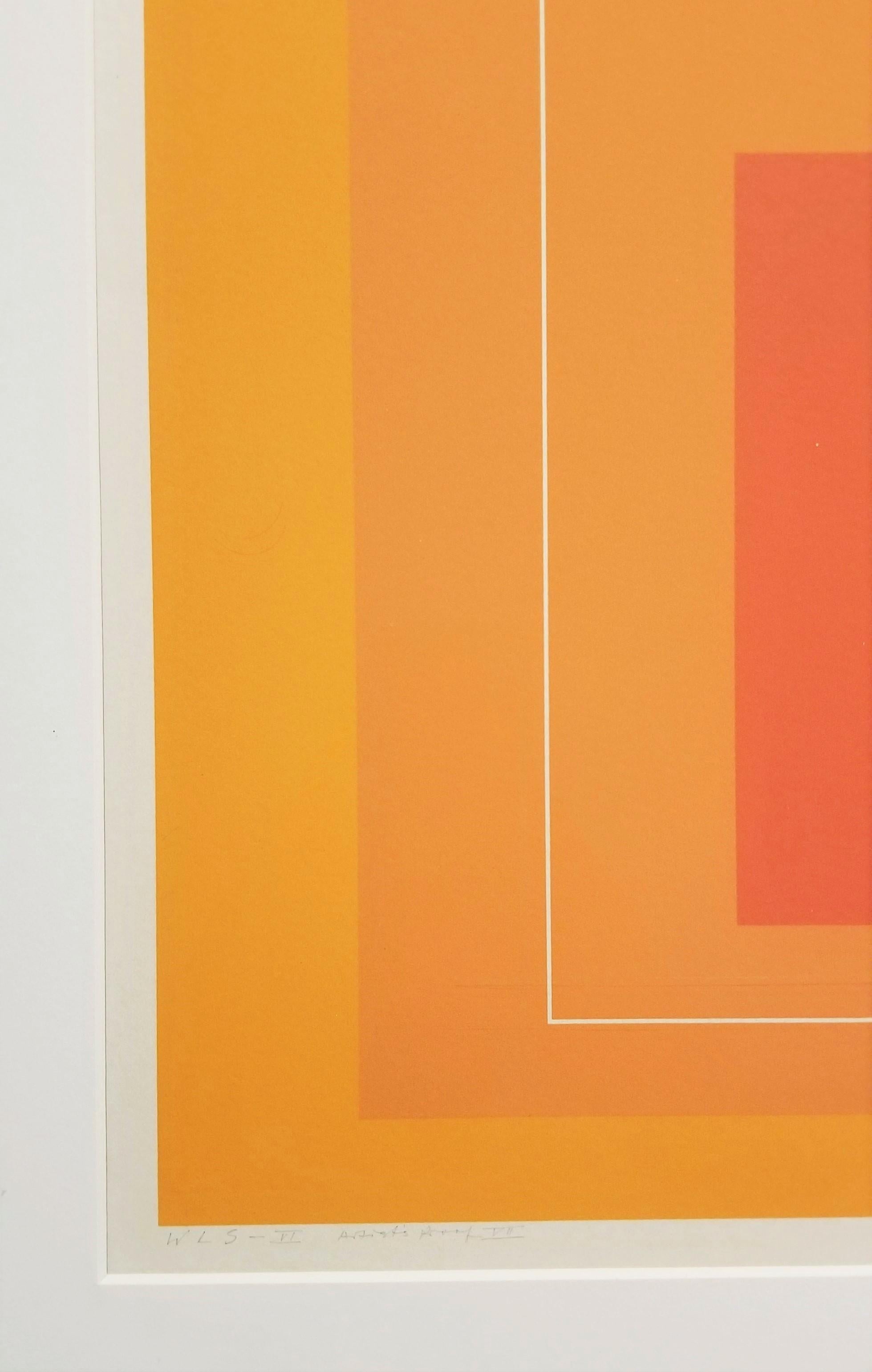 WLS VI /// Josef Albers Astratto Geometrico Minimalista Arancione Gemini G.E.L. Litho 11
