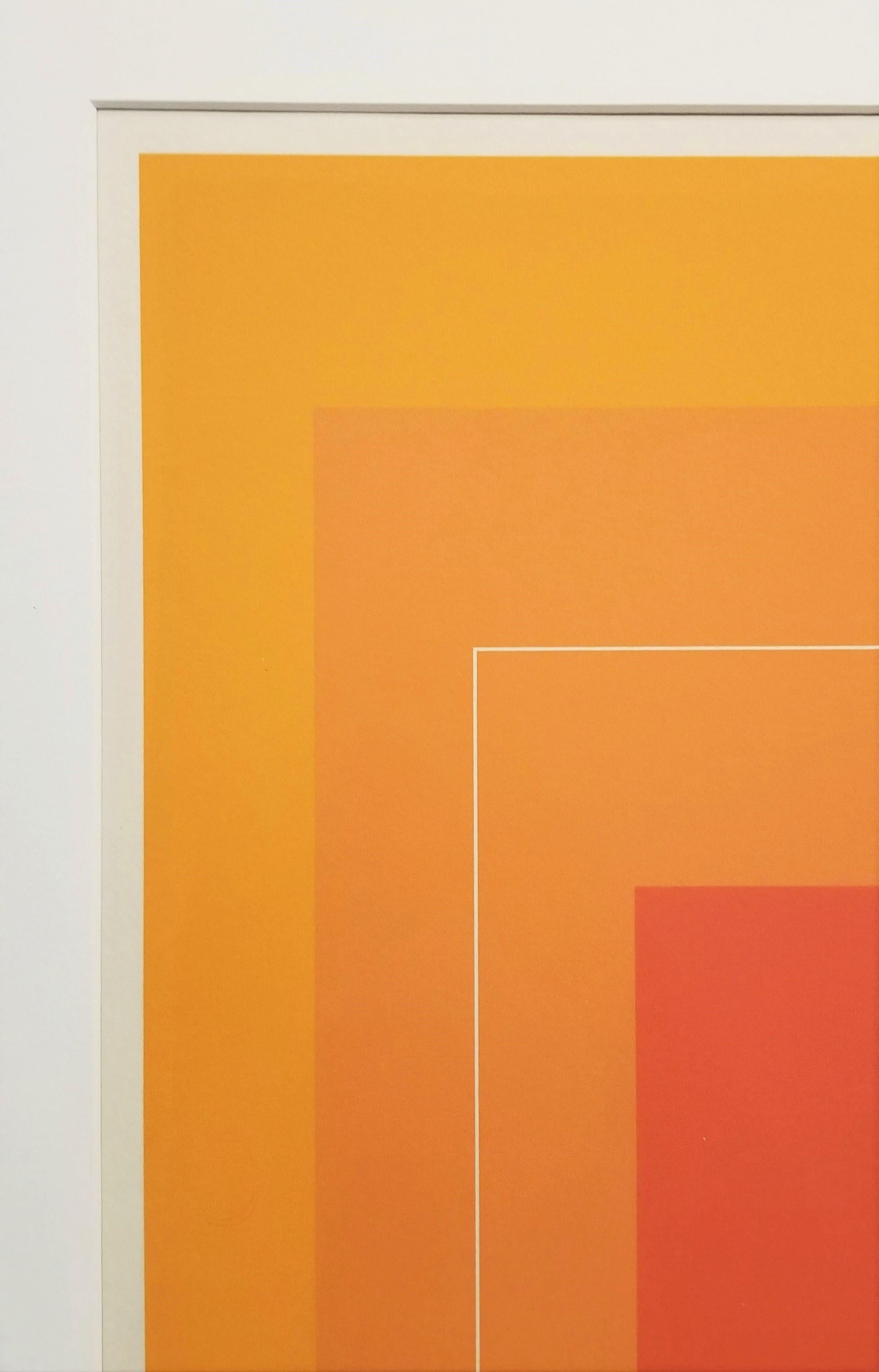 WLS VI /// Josef Albers Astratto Geometrico Minimalista Arancione Gemini G.E.L. Litho 12