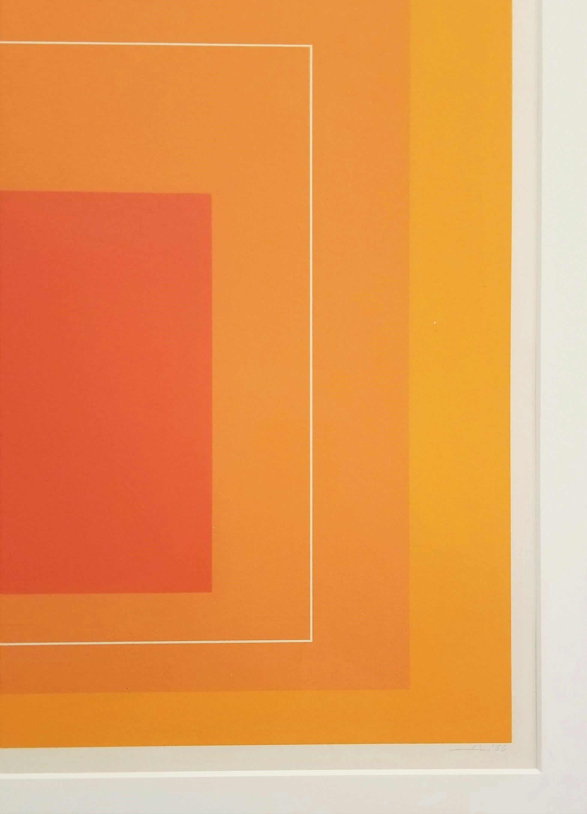 WLS VI /// Josef Albers Astratto Geometrico Minimalista Arancione Gemini G.E.L. Litho 14
