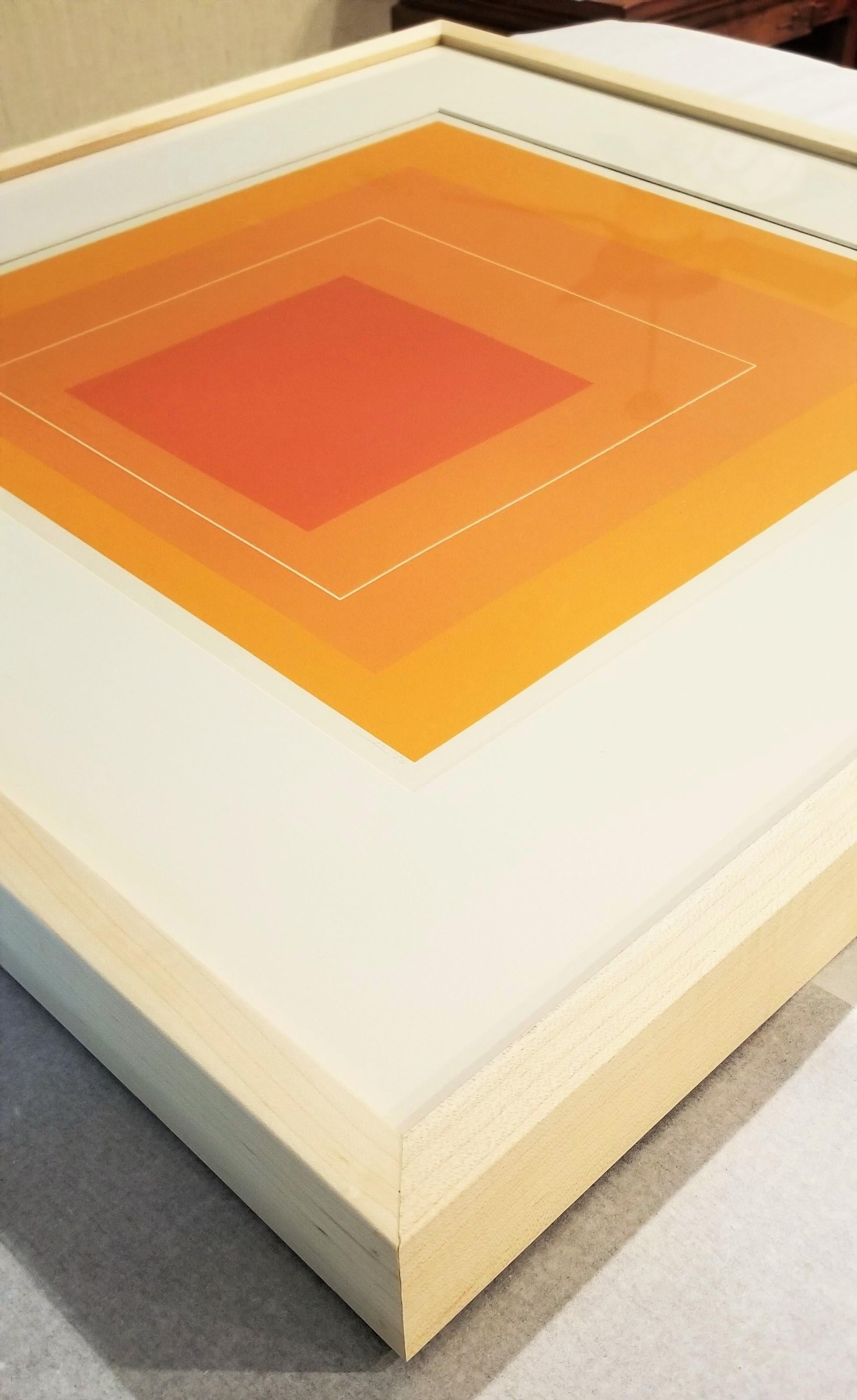 WLS VI /// Josef Albers Astratto Geometrico Minimalista Arancione Gemini G.E.L. Litho 15