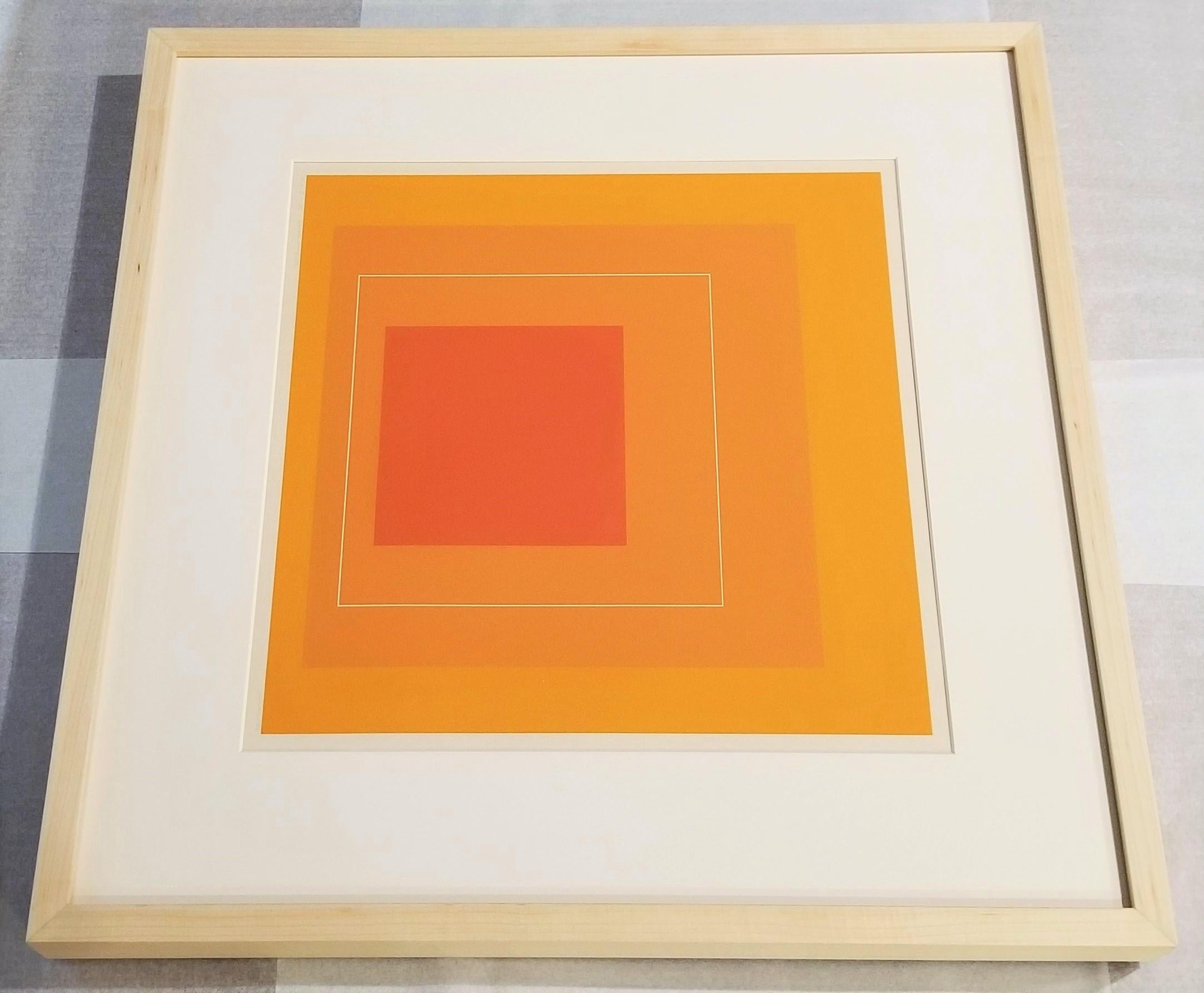 WLS VI /// Josef Albers Astratto Geometrico Minimalista Arancione Gemini G.E.L. Litho 16