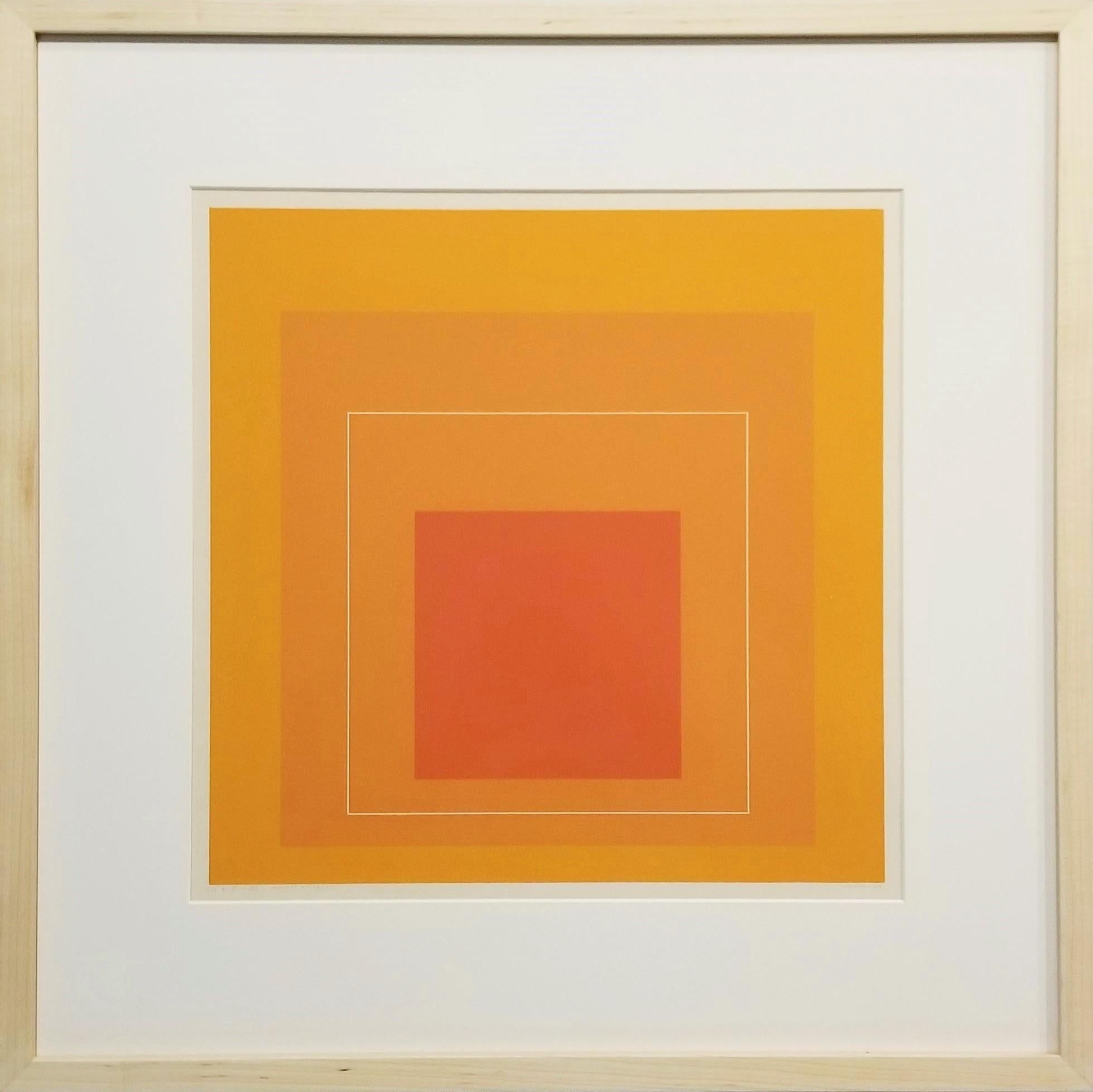 WLS VI /// Josef Albers Astratto Geometrico Minimalista Arancione Gemini G.E.L. Litho 1