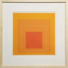 WLS VI /// Josef Albers Abstract Geometric Minimalist Orange Gemini G.E.L. Litho