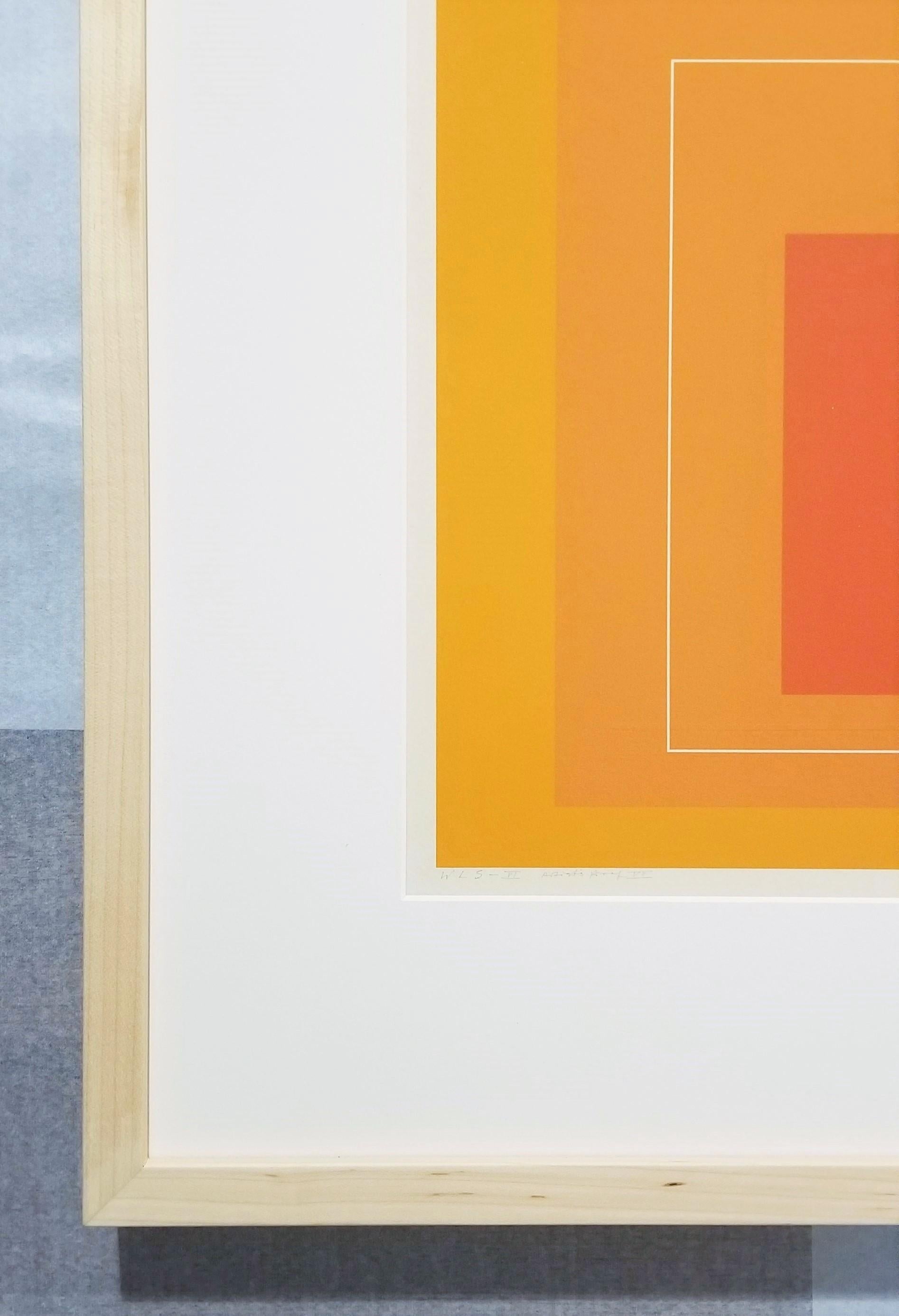 WLS VI /// Josef Albers Astratto Geometrico Minimalista Arancione Gemini G.E.L. Litho 3