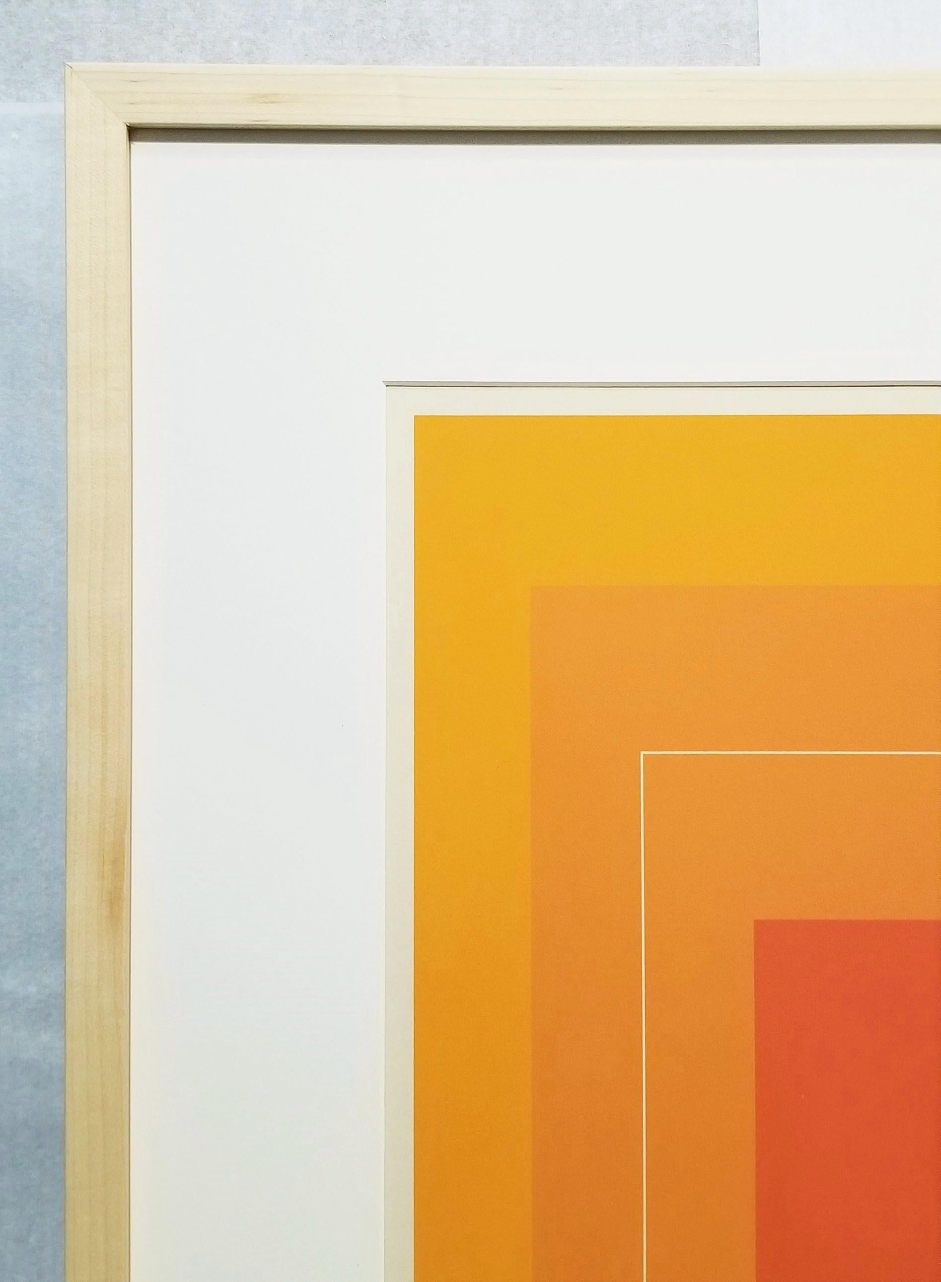 WLS VI /// Josef Albers Astratto Geometrico Minimalista Arancione Gemini G.E.L. Litho 4