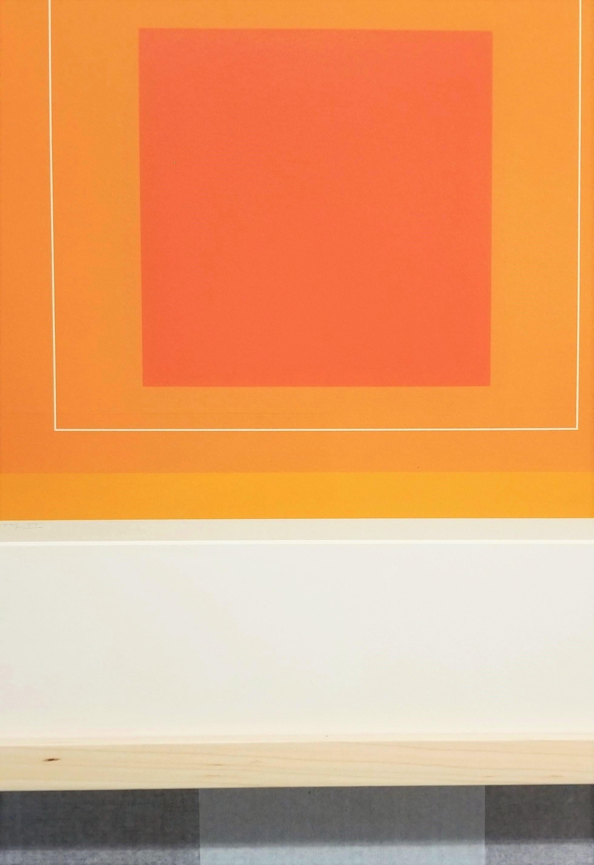 WLS VI /// Josef Albers Astratto Geometrico Minimalista Arancione Gemini G.E.L. Litho 8