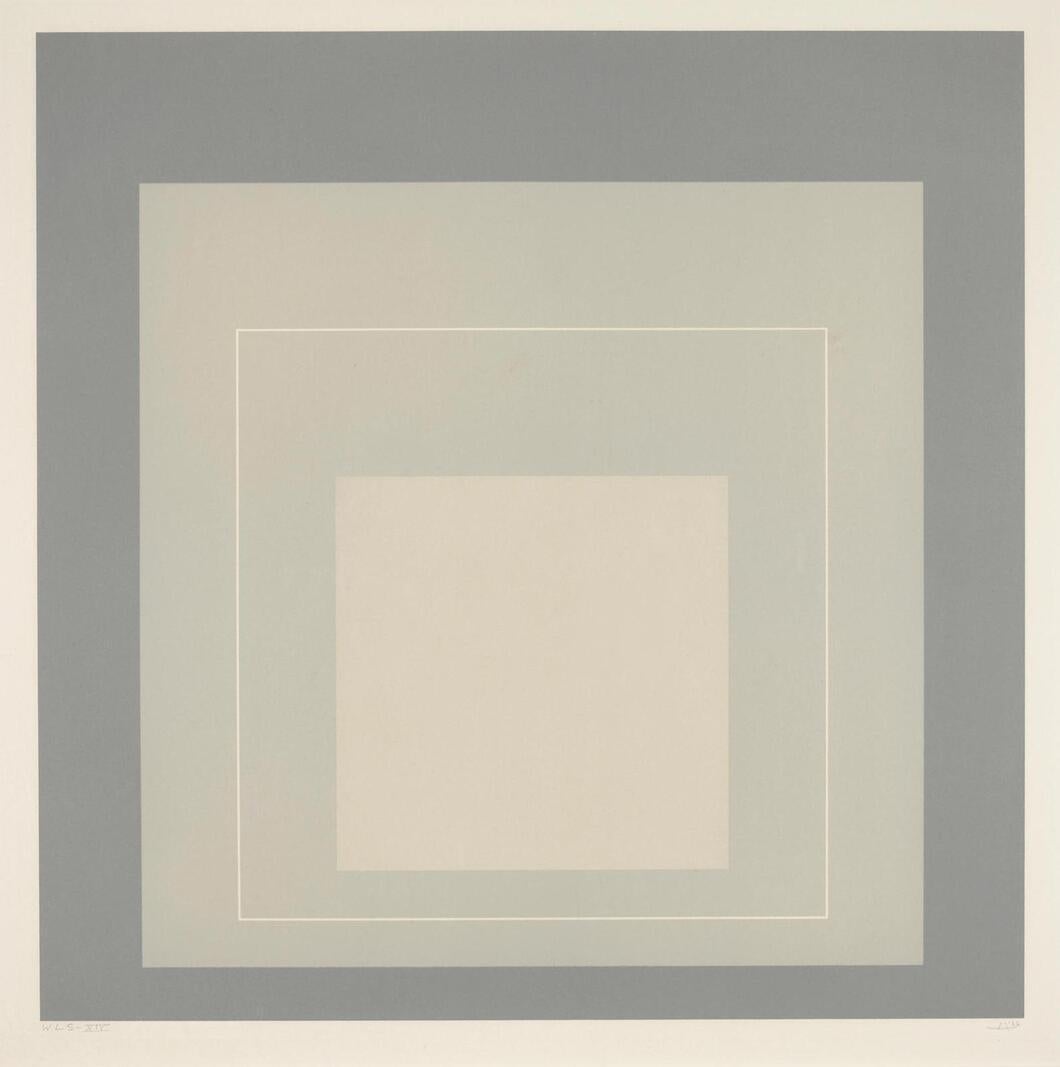 WLS XIV -- Lithograph, White Line Squares, Square, Gray by Josef Albers