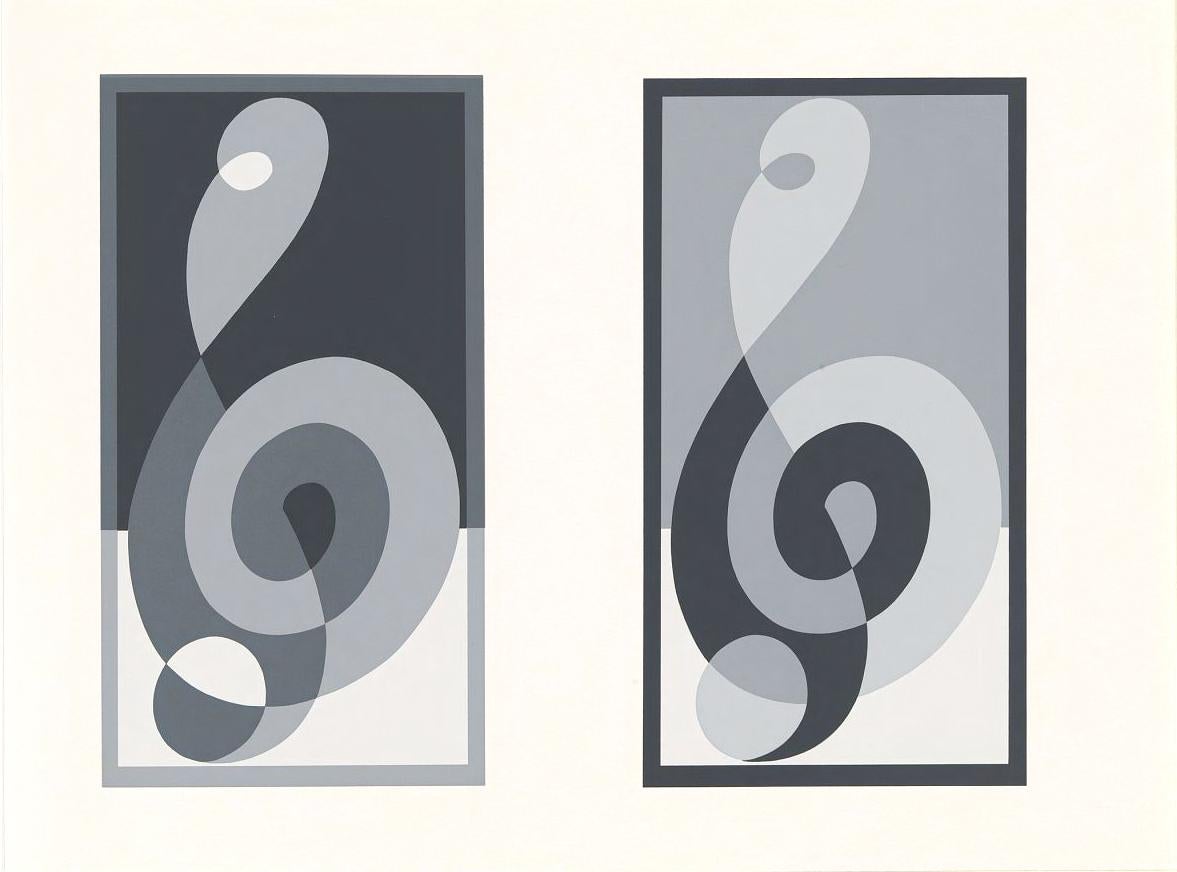 Mid-Century Modern Josef Albers Sérigraphie Diptyque de Formulation Articulation en vente