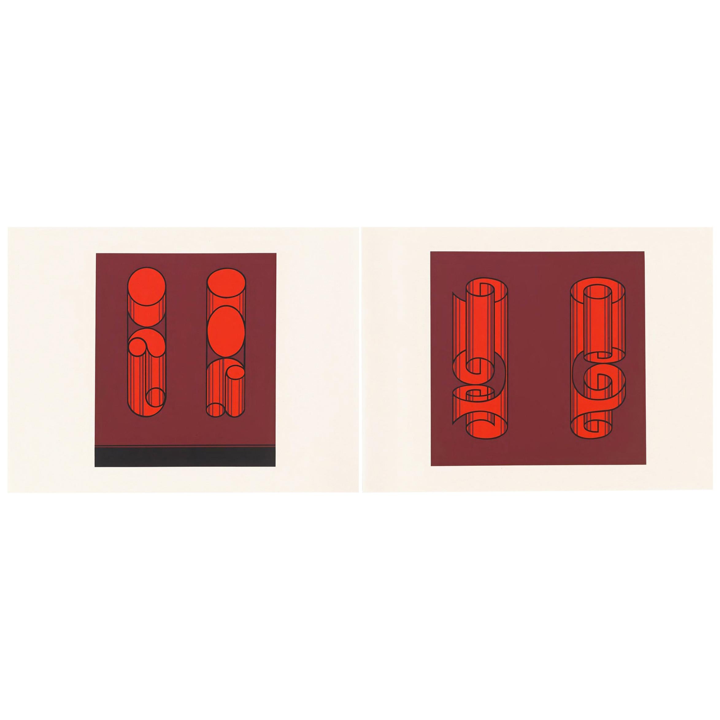 Josef Albers Screen Print Diptych from Formulation, Articulation