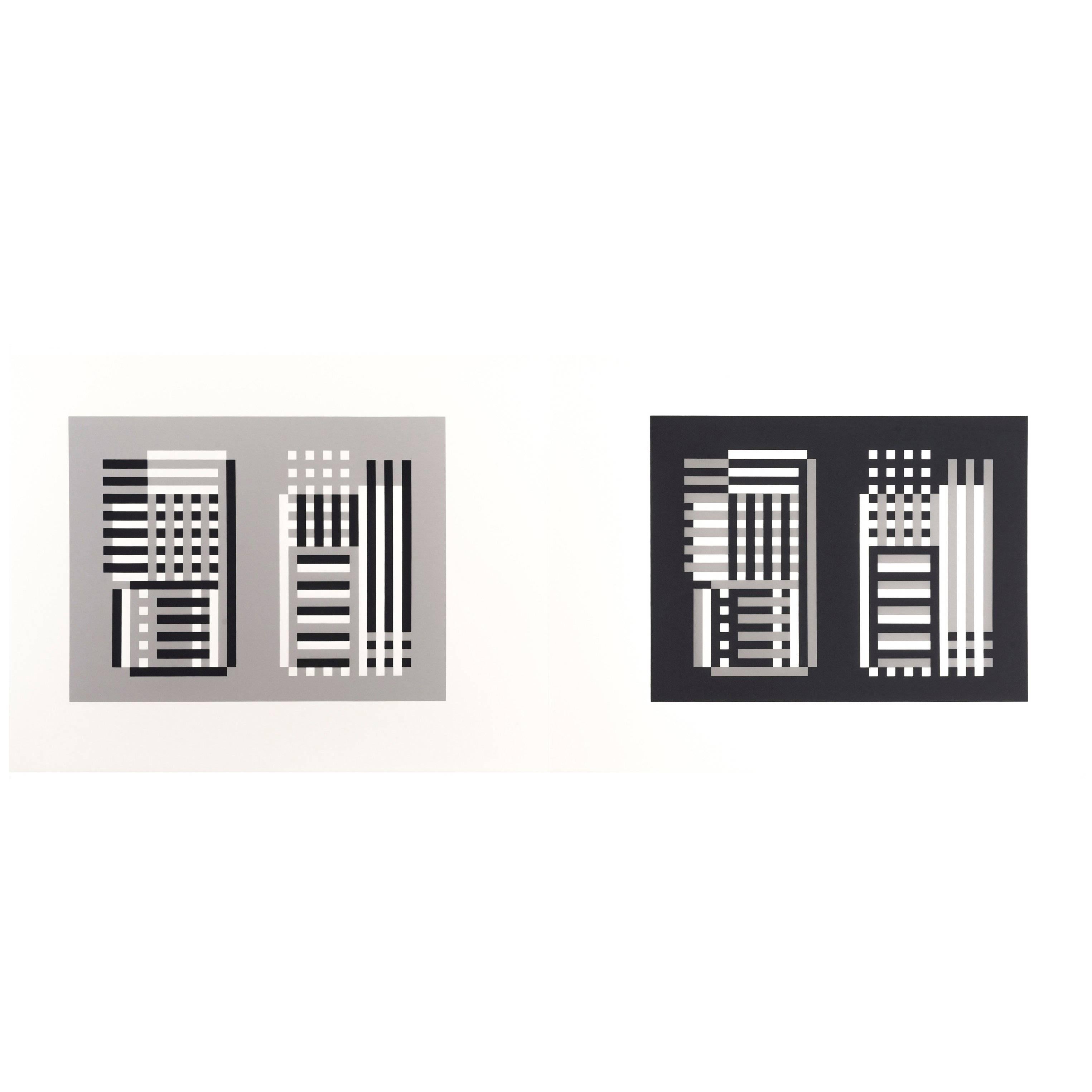 Josef Albers Silk Screen Diptych For Sale