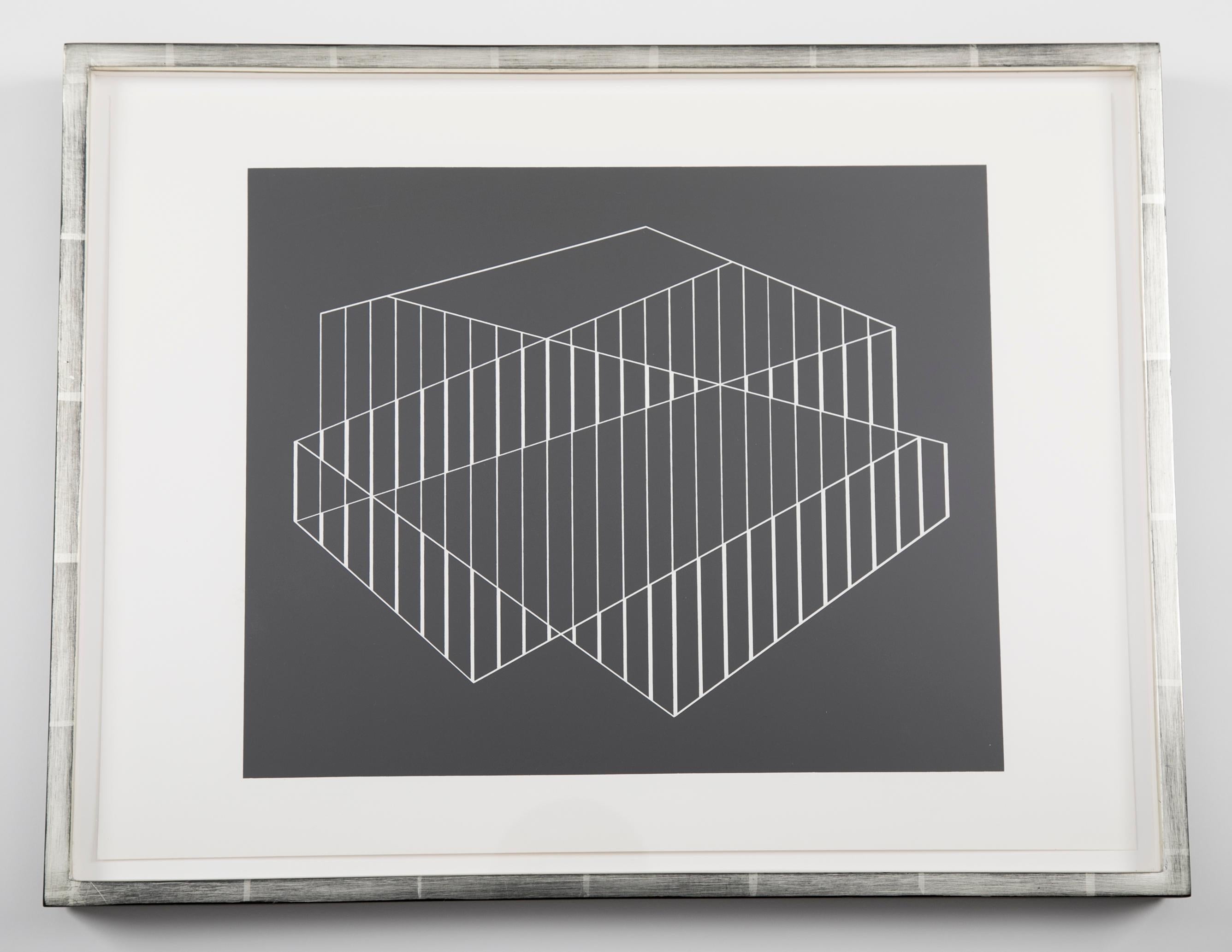 Josef Albers from Formulation: Articulation, 1972. Silkscreen prints, Folio II / Folder 6 . Floated in 12 karat white gold gilt frame using all acid free archival materials. #176 of 1000 printed. Printed by Sirocco Screen printing, New Haven.