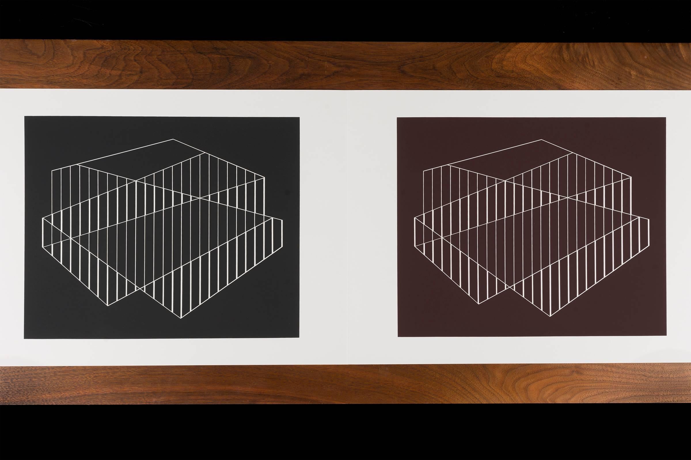Josef Albers Formulations - Articulations I & II
Edition 974/ 1000
1972 screen-print on paper
Embossed with Josef Albers initials, portfolio and folder number. This work is published by Harry N. Abrams and Ives-Sillman.
This work has never been