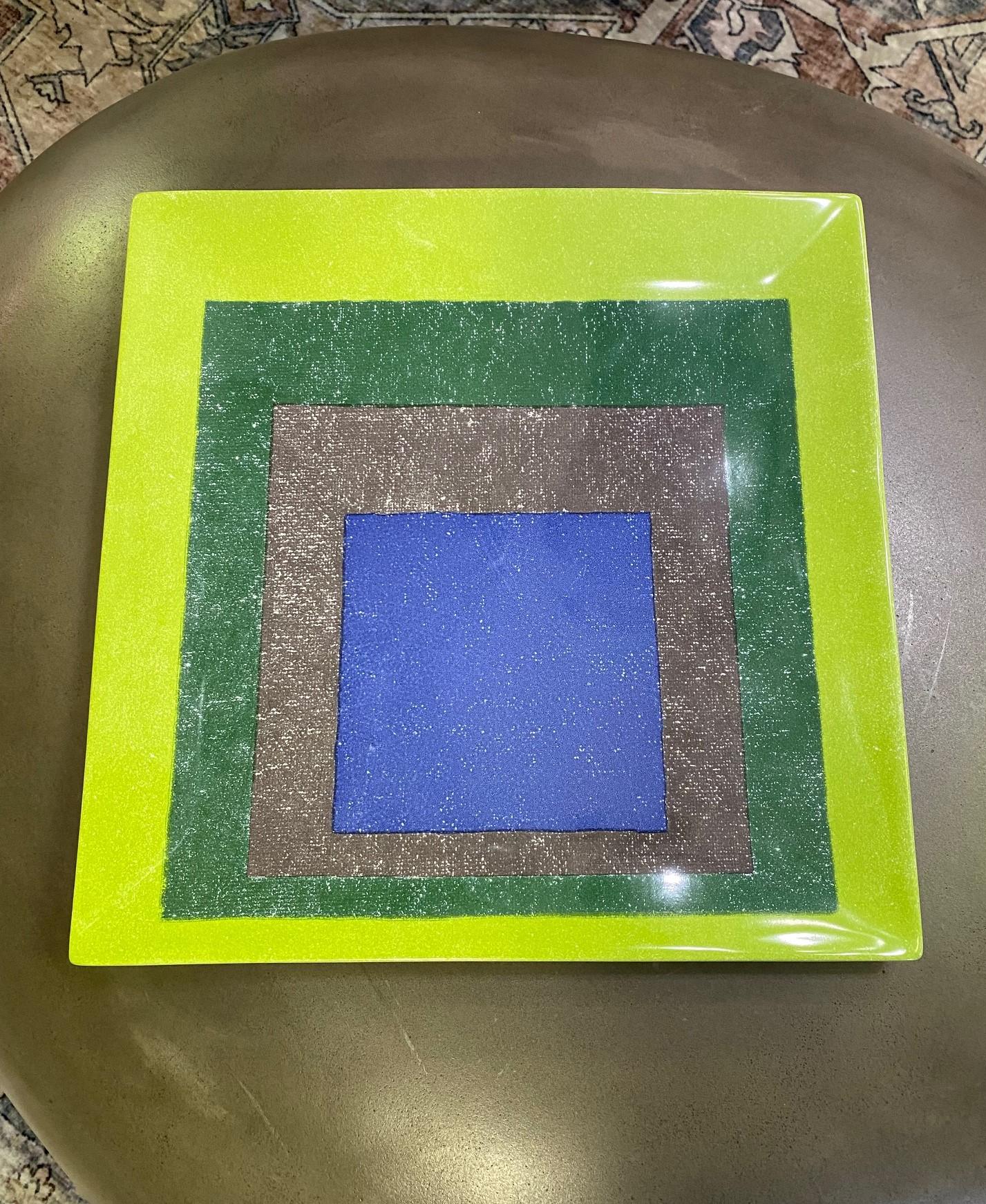 Italian Josef Albers Study for Homage to the Square Limited Edition Ceramic Platter 1999 For Sale