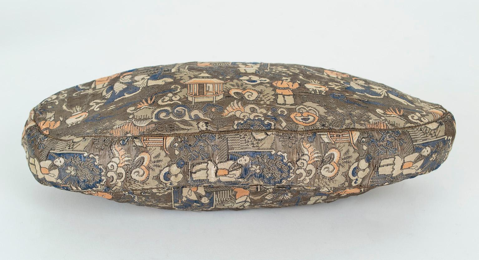 Josef Attrib. Silk Brocade Chinoiserie Handbag w Cabochon Studded Flap, 1950s For Sale 2