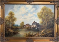 Josef Benda (German b.1937) Large Oil on canvas Painting Landscape Gold Frame