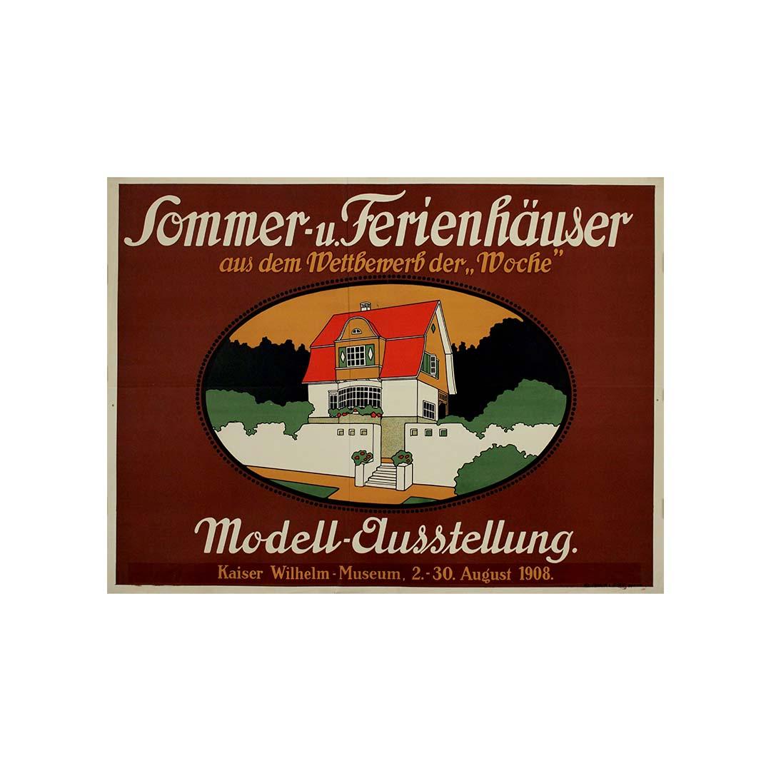 Seltenes deutsches Plakat von 1908 für die Musterhausausstellung Sommer - u. Ferienhauser im Angebot 1