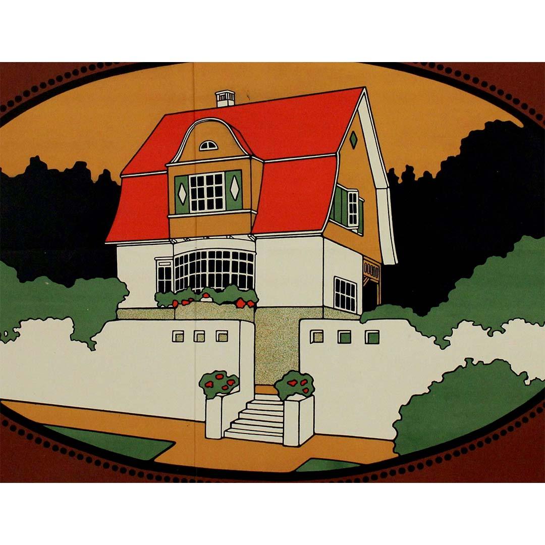 Seltenes deutsches Plakat von 1908 für die Musterhausausstellung Sommer - u. Ferienhauser im Angebot 2