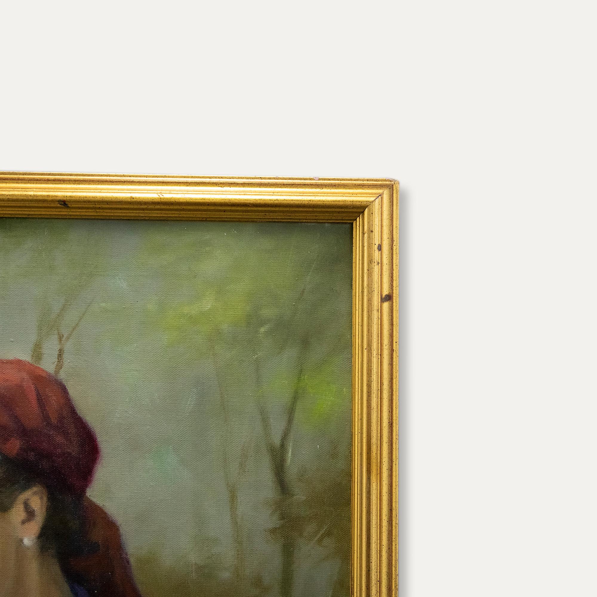 Josef Bodis - Olio del XX secolo incorniciato, Donne rurali che tengono un cesto 4
