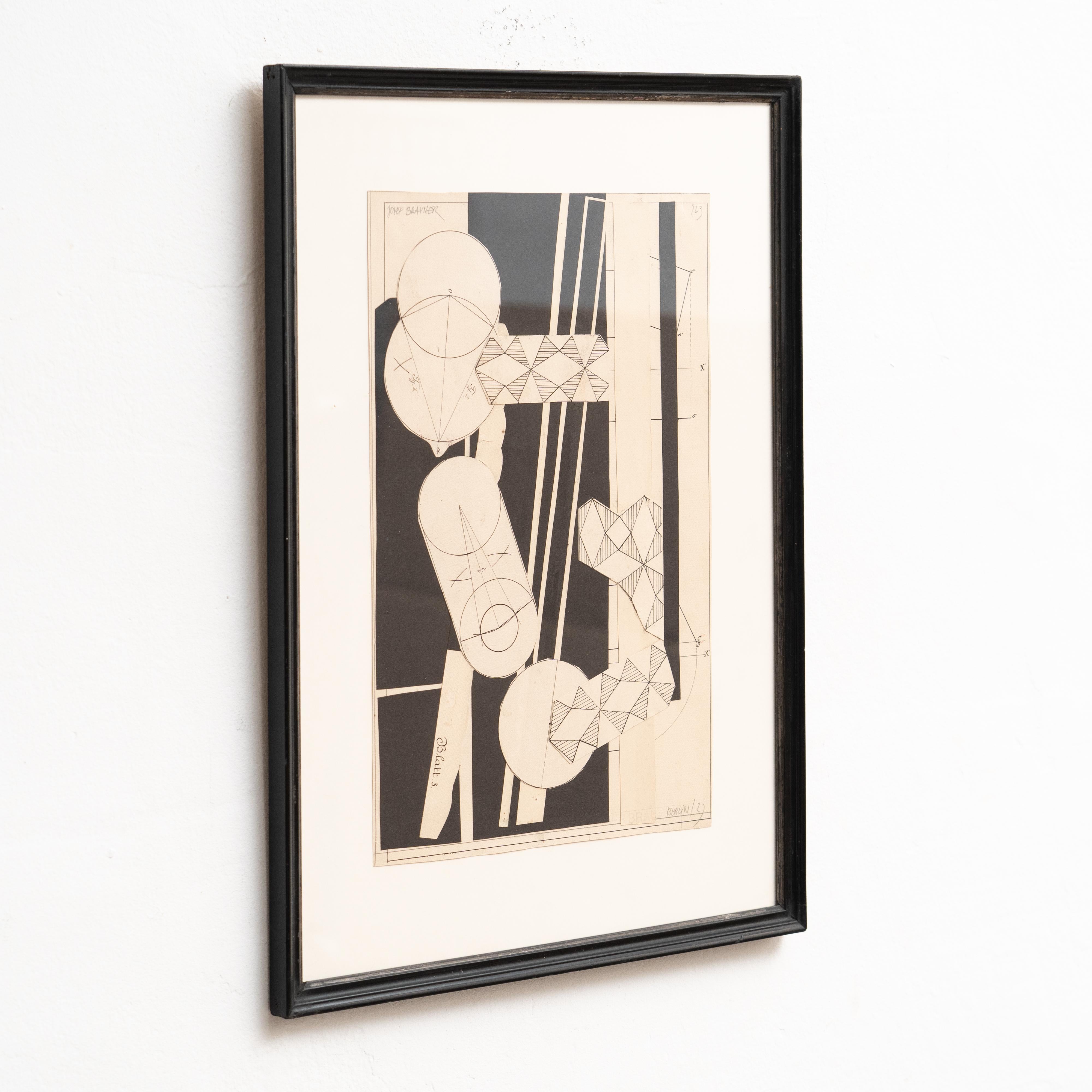 Josef Brauner Bauhaus Collage  Rationalistische Mixed Media in Schwarz-Weiß  1927 (Moderne der Mitte des Jahrhunderts) im Angebot