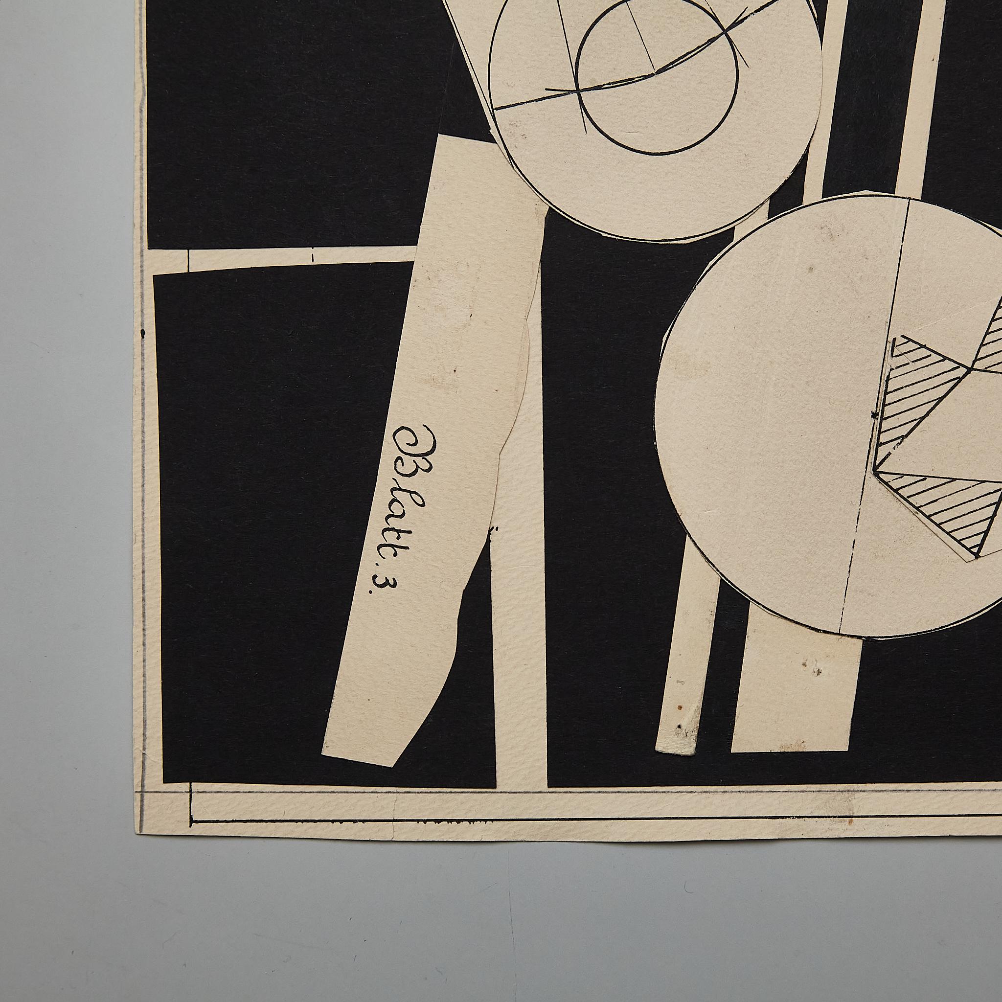 Josef Brauner Bauhaus Collage  Rationalistische Mixed Media in Schwarz-Weiß  1927 im Angebot 2