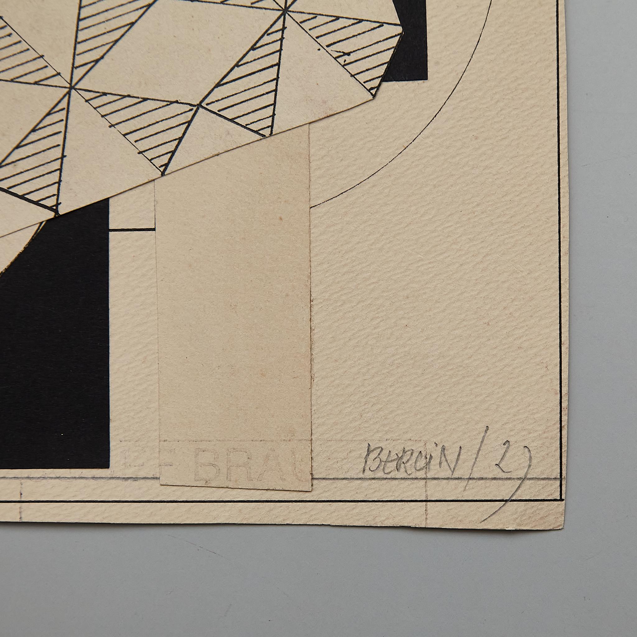 Josef Brauner Bauhaus Collage  Rationalistische Mixed Media in Schwarz-Weiß  1927 im Angebot 3