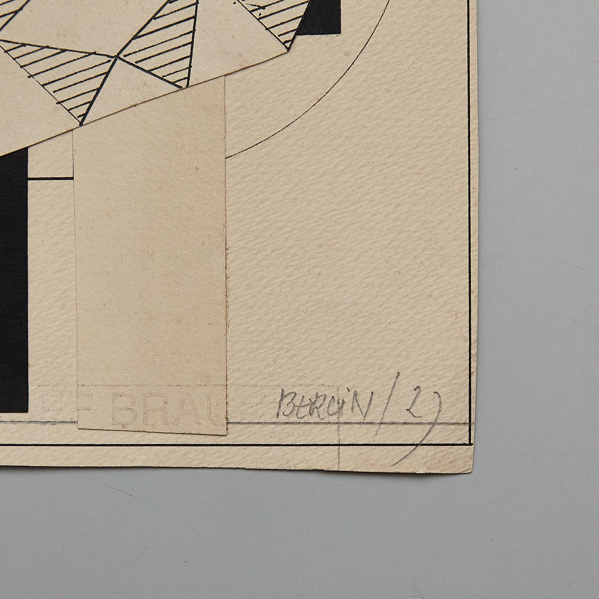 Josef Brauner Bauhaus Collage  Rationalistische Mixed Media in Schwarz-Weiß  1927 im Angebot 4