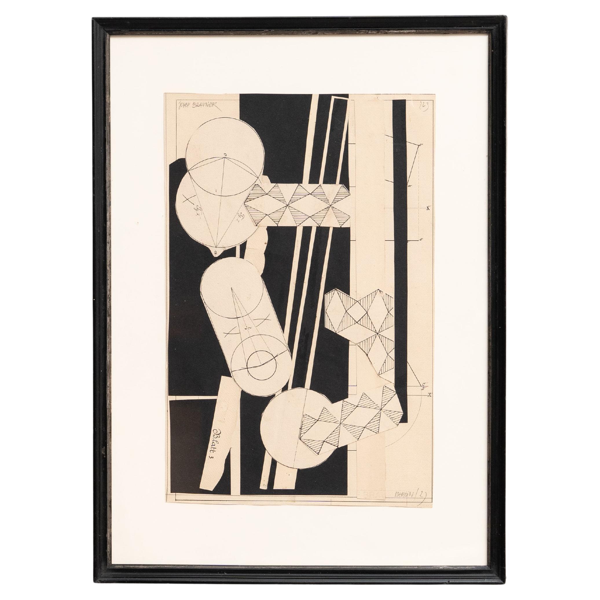 Josef Brauner Bauhaus Collage  Técnica mixta racionalista en blanco y negro  1927