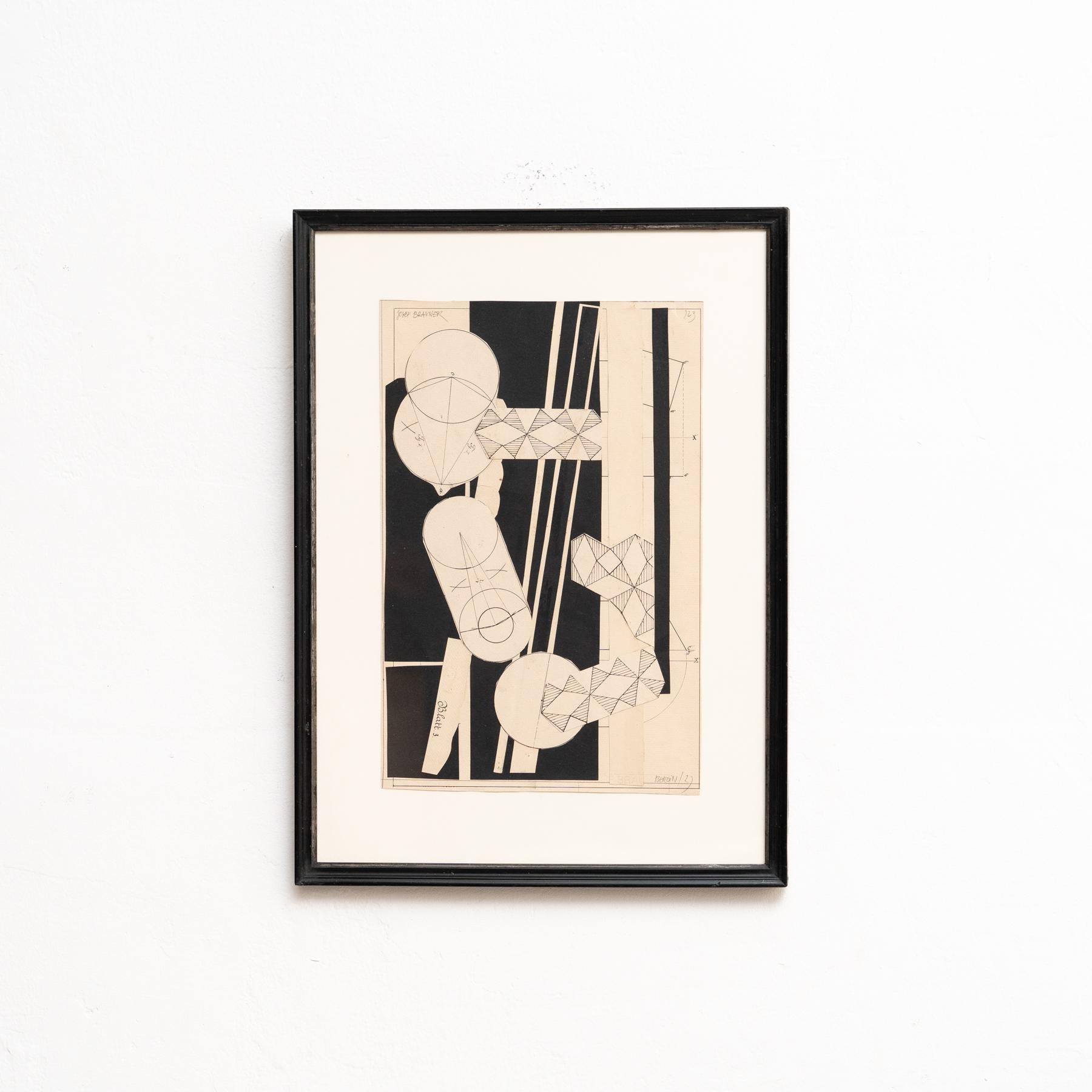 Josef Brauner Black and White Bauhaus Rationalist Collage, Berlin 1927 — Signed For Sale 1