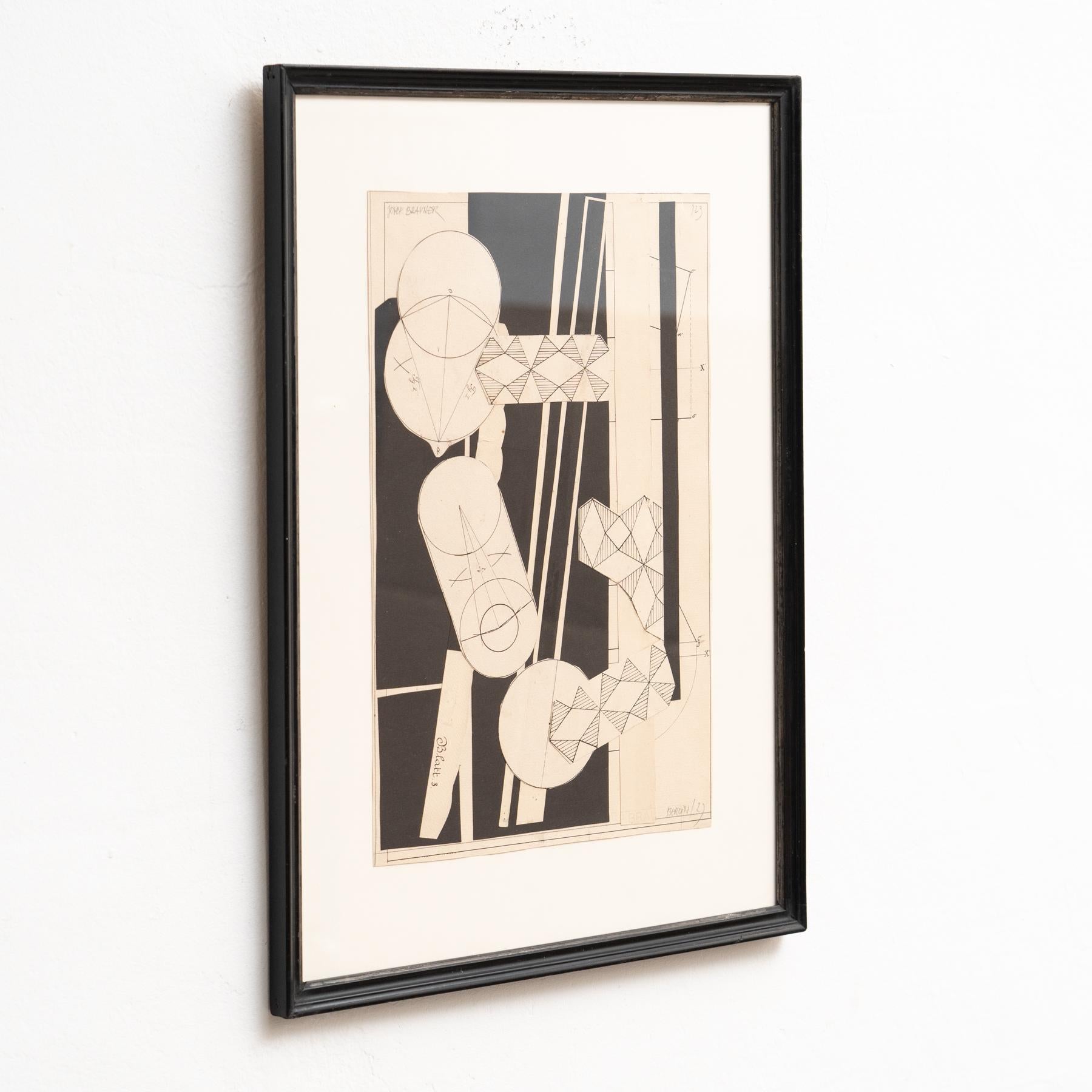 Josef Brauner Black and White Bauhaus Rationalist Collage, Berlin 1927 — Signed For Sale 4