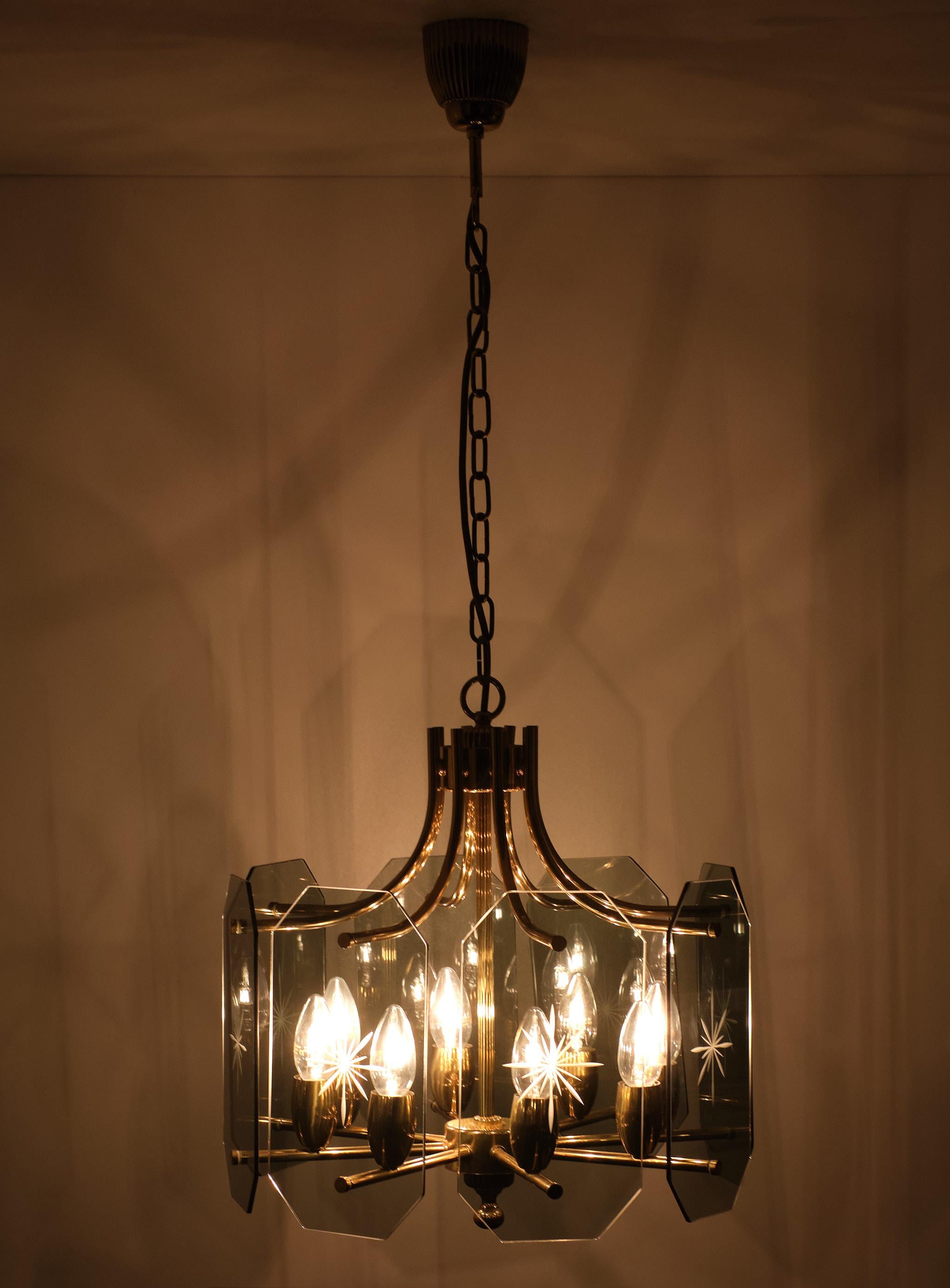Lampadario in vetro Josef Brumberg Kristal 1970 Germania in vendita 1