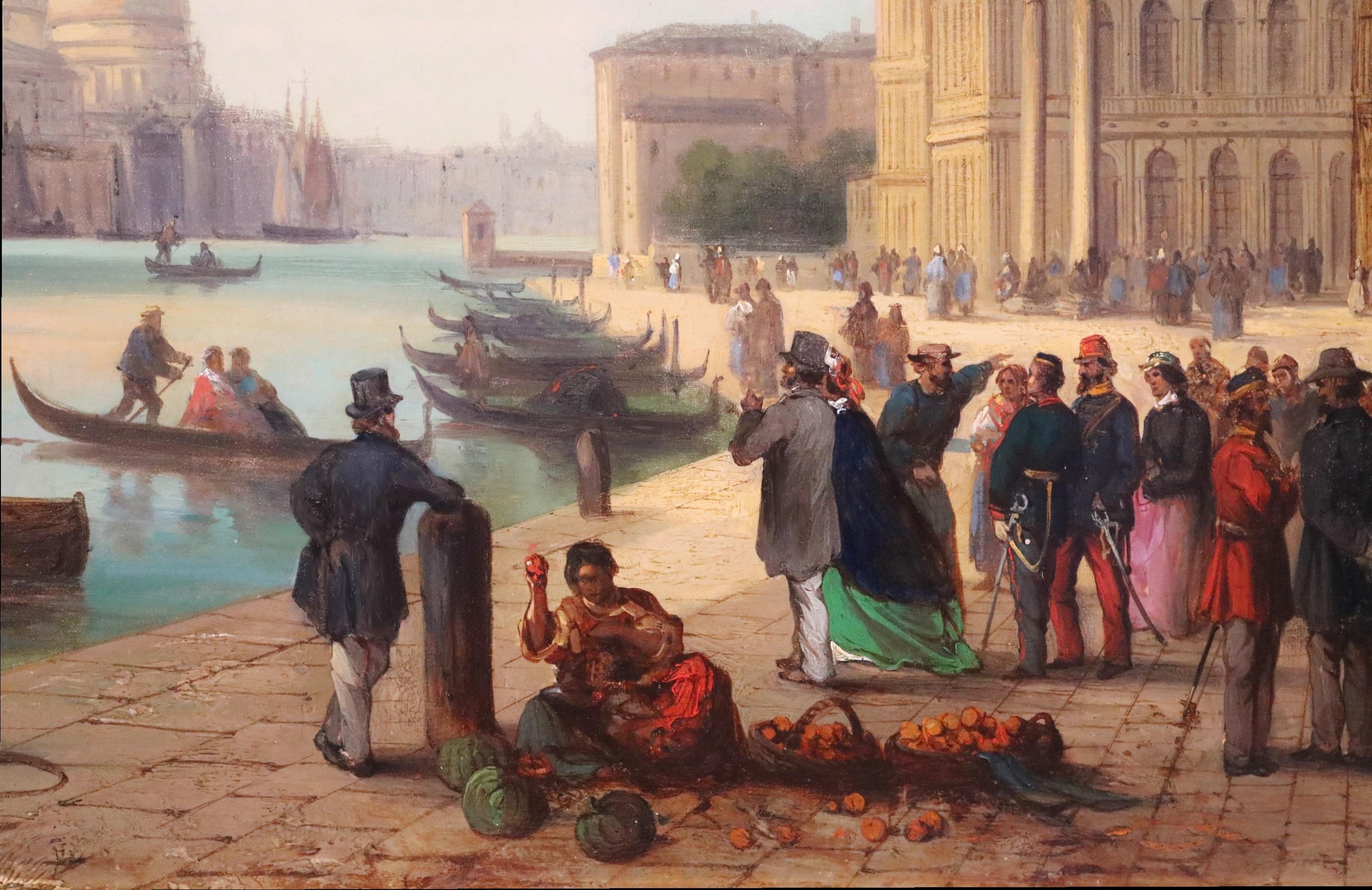 The Grand Tour Venice - Peinture à l'huile vénitienne du 19e siècle Place Saint-Marc et Canal  en vente 3