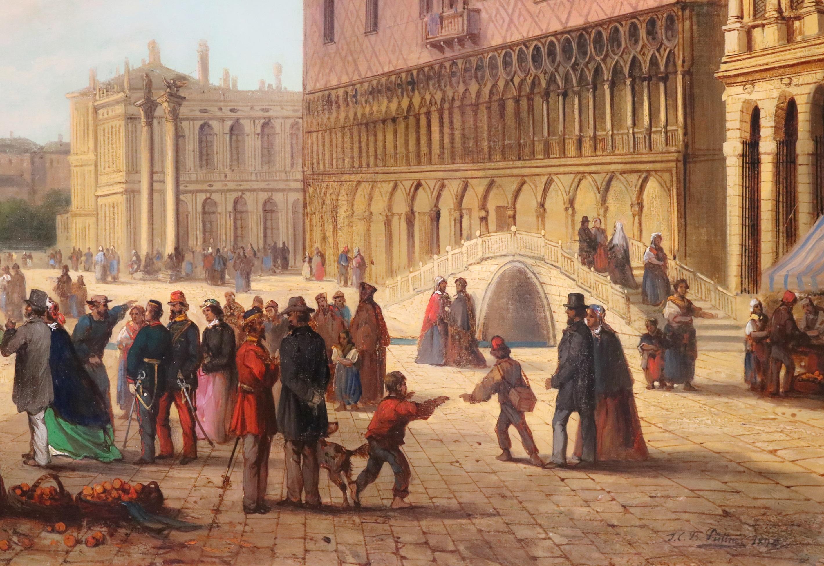 The Grand Tour Venice - Peinture à l'huile vénitienne du 19e siècle Place Saint-Marc et Canal  en vente 4