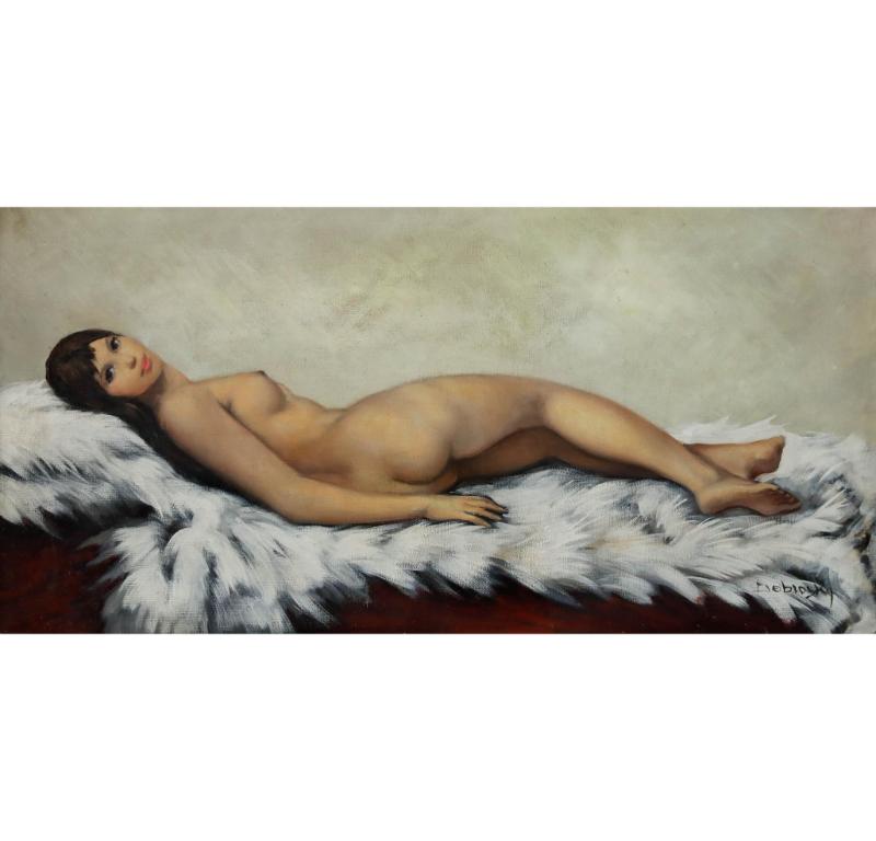 Josef Dobrowsky (1889-1964)  - Olio incorniciato della metà del XX secolo, Nu Allounge in vendita 3