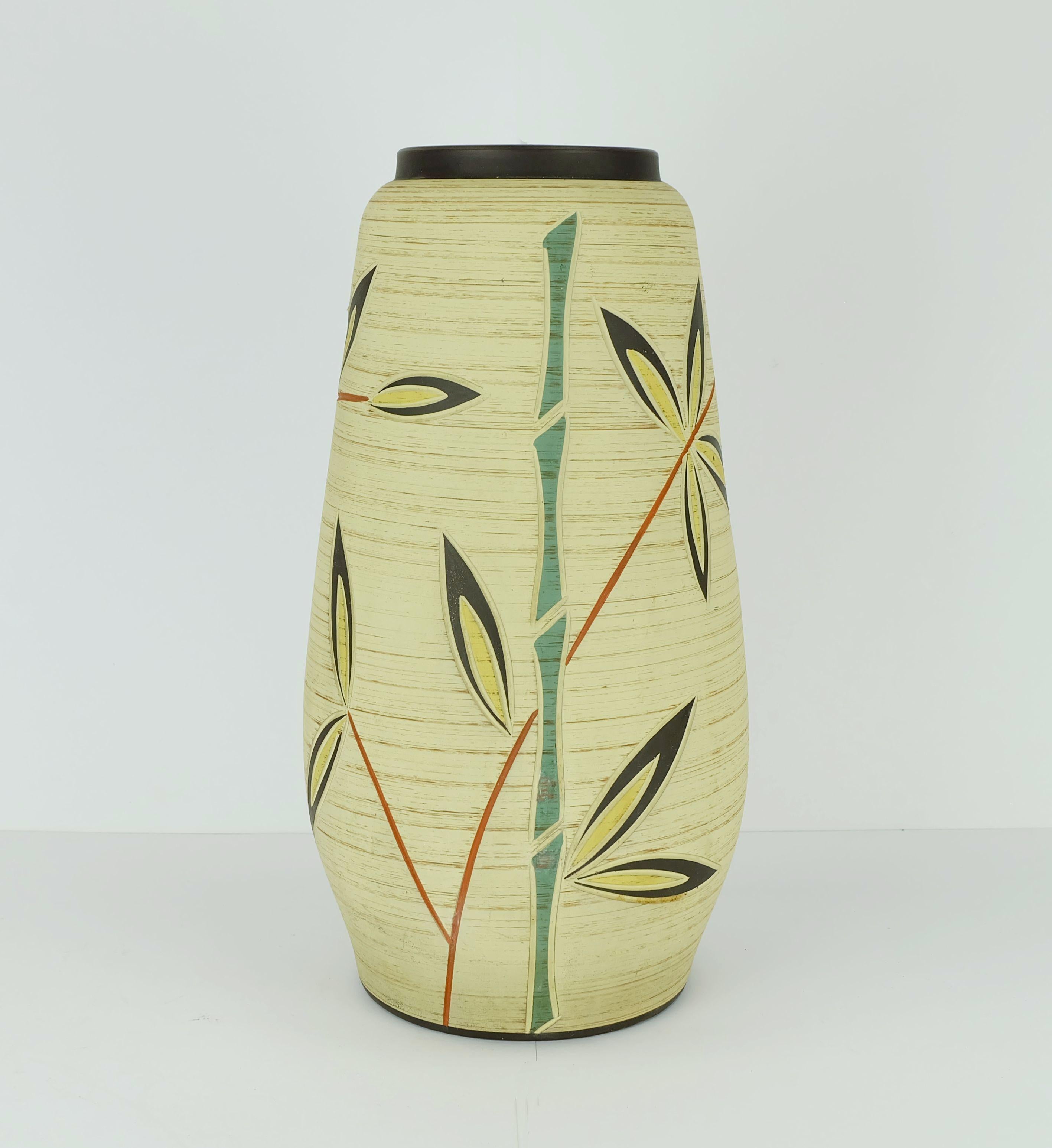 Mid-Century moderno Josef duck mid century VASO da terra 1950s modello 49/40 scraffito decor in vendita