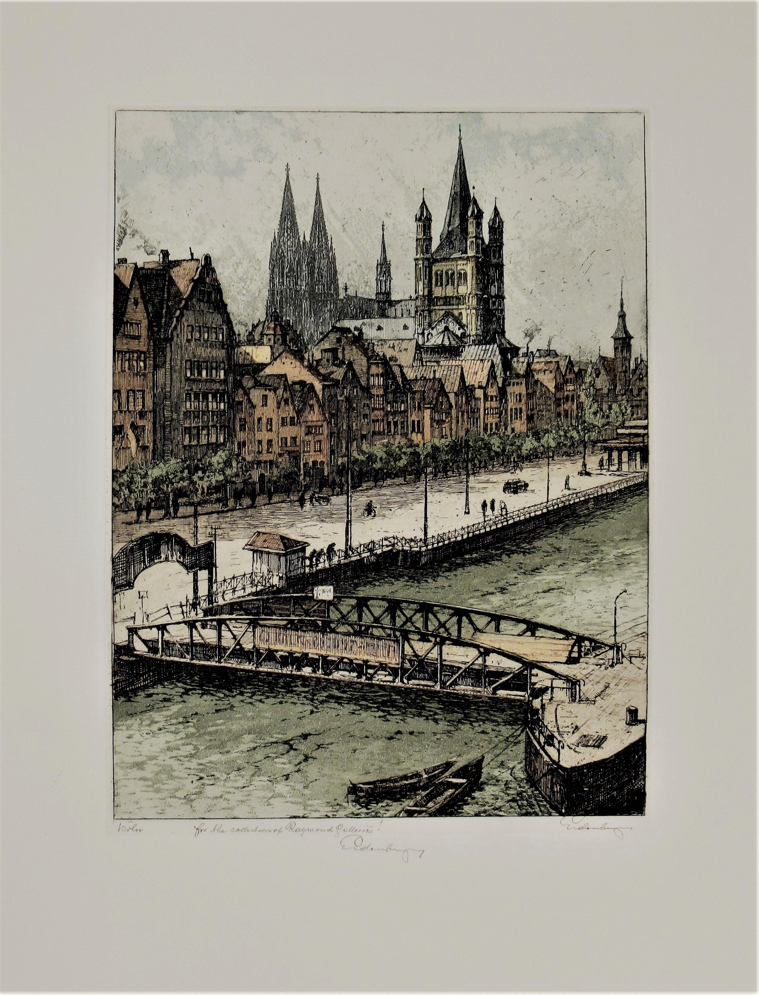 Figurative Print de Josef Eidenberger - Paseo marítimo de Colonia (Koln), Alemania