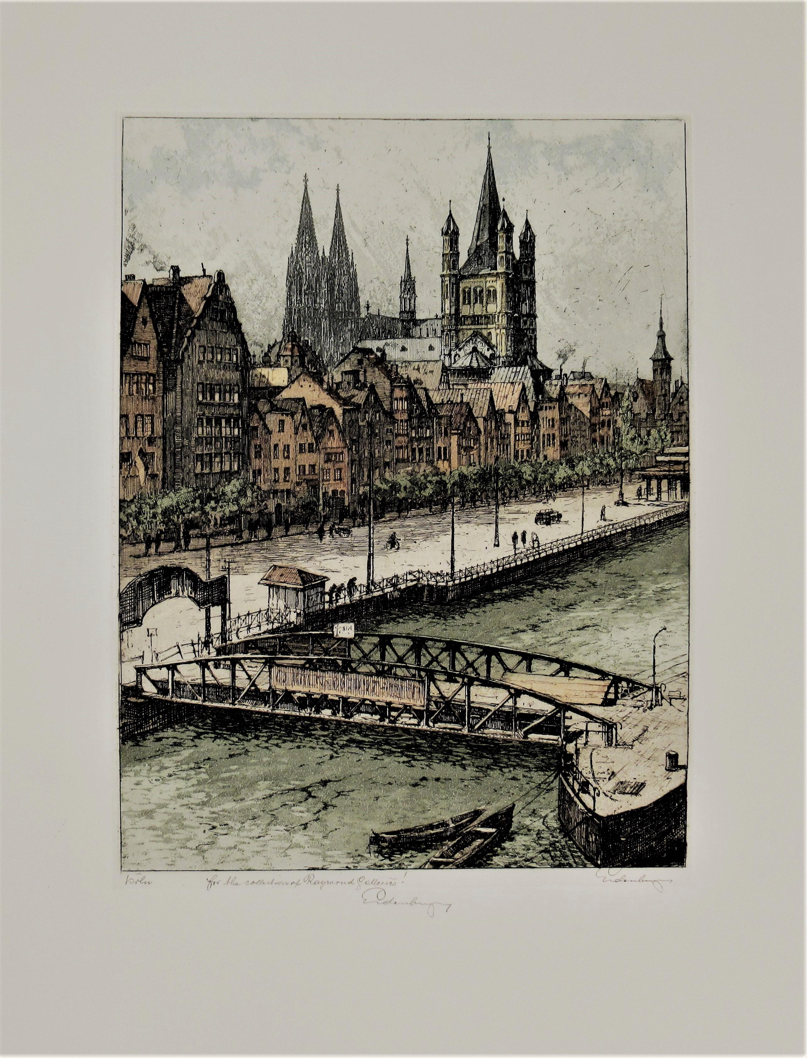 Josef Eidenberger Figurative Print - Cologne (Koln) Promenade, Germany