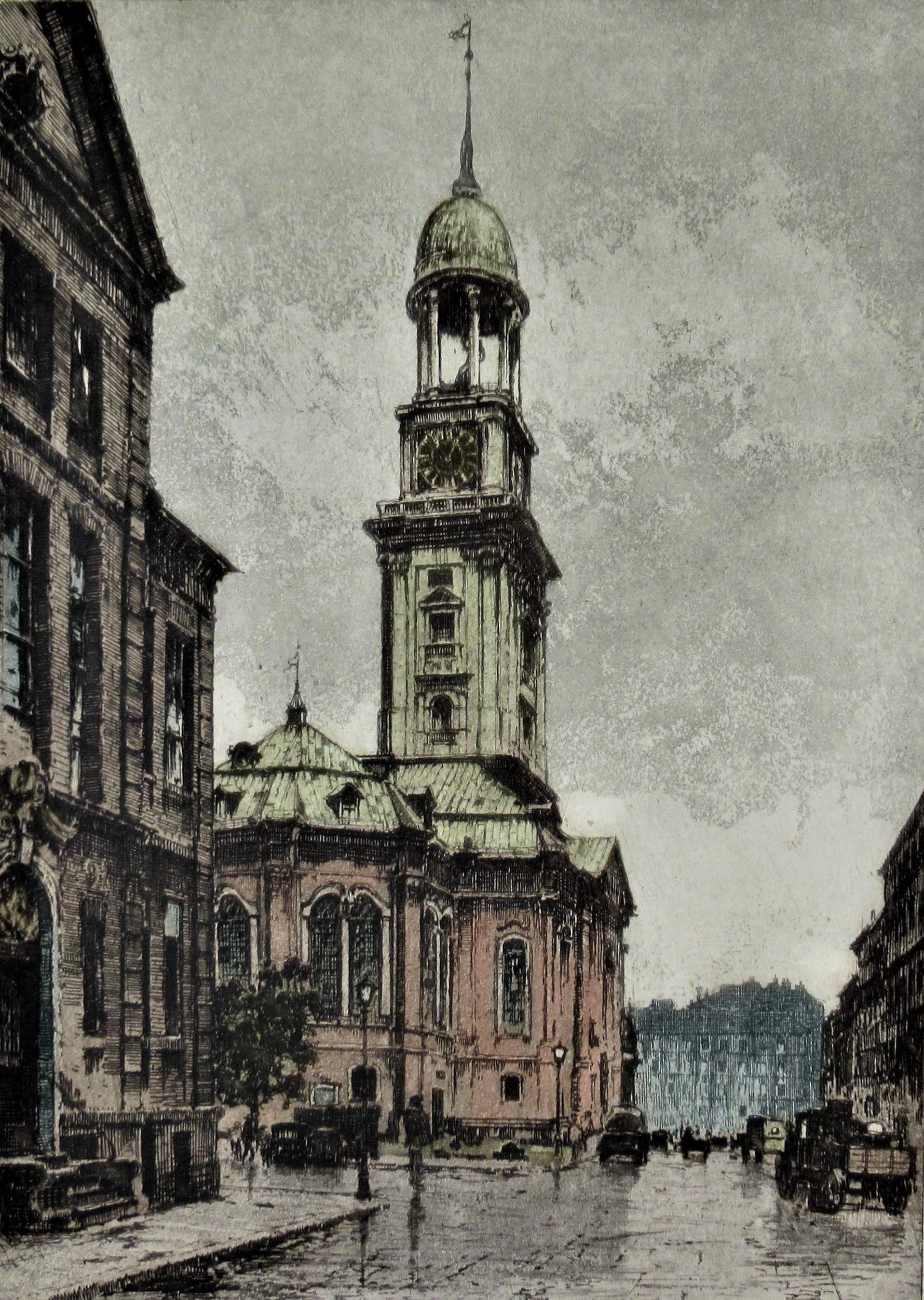 Hamburg, Michael's Church, Germany - Print by Josef Eidenberger