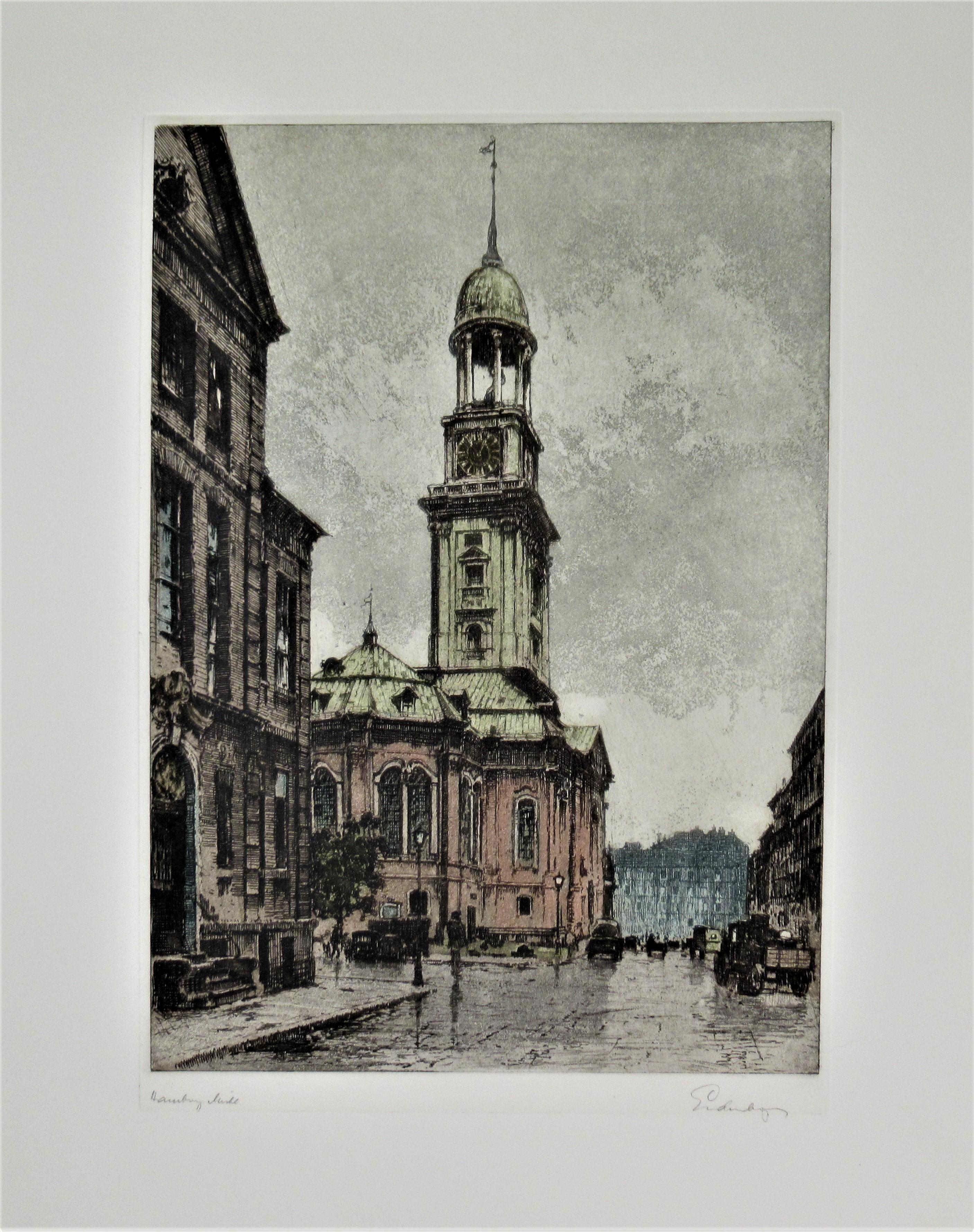 Josef Eidenberger Figurative Print - Hamburg, Michael's Church, Germany