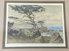 Josef Eidenberger "Monterey Cypress" Color Etching C.1930s